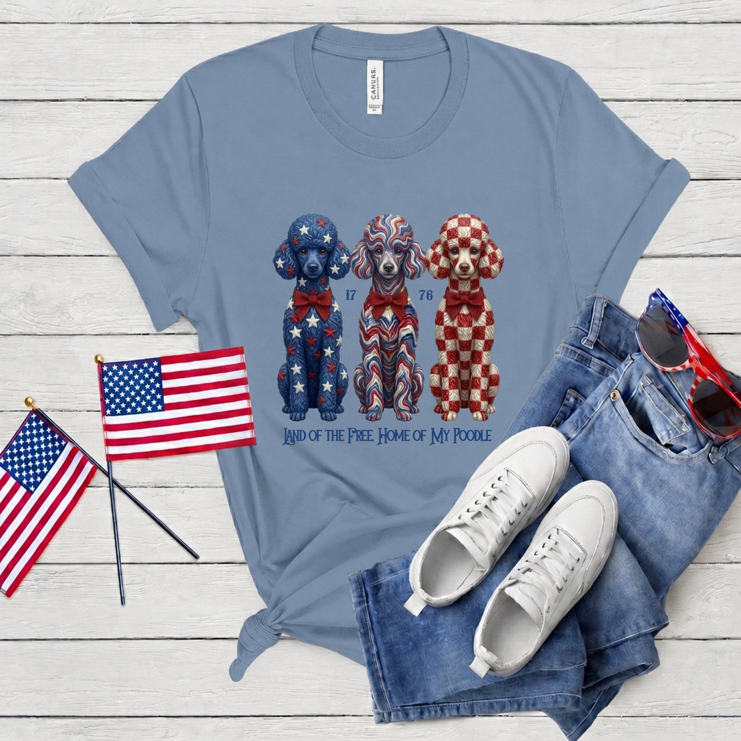Toy Poodle Patriotic Free Land Premium Tee