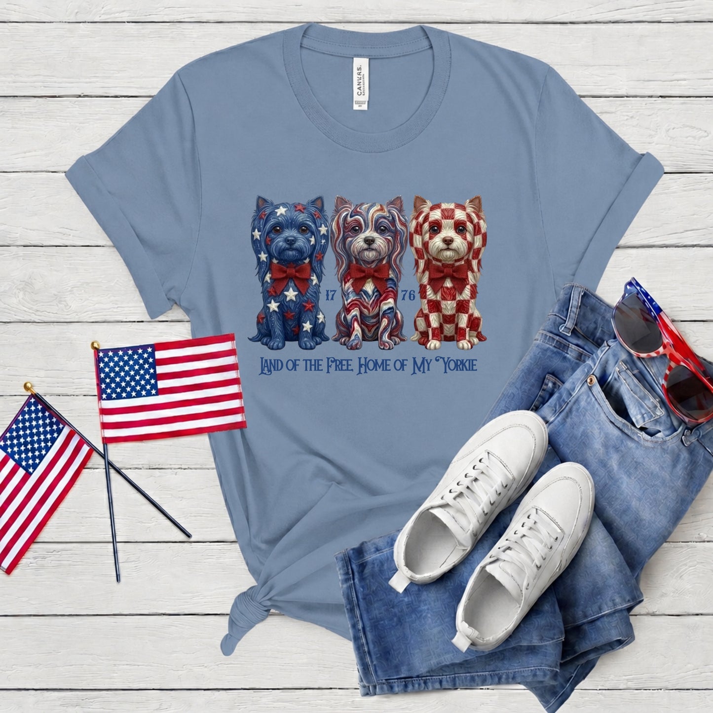 Yorkie Patriotic Free Land Premium Tee