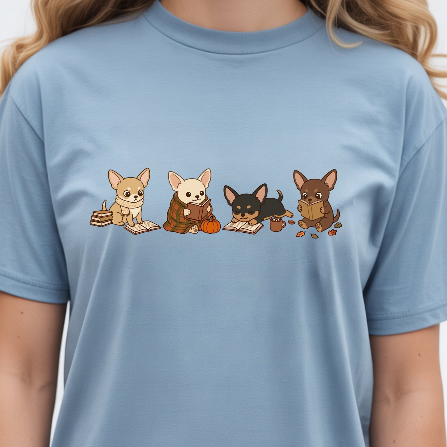 Chihuahua Cozy Autumn Reading Premium Tee