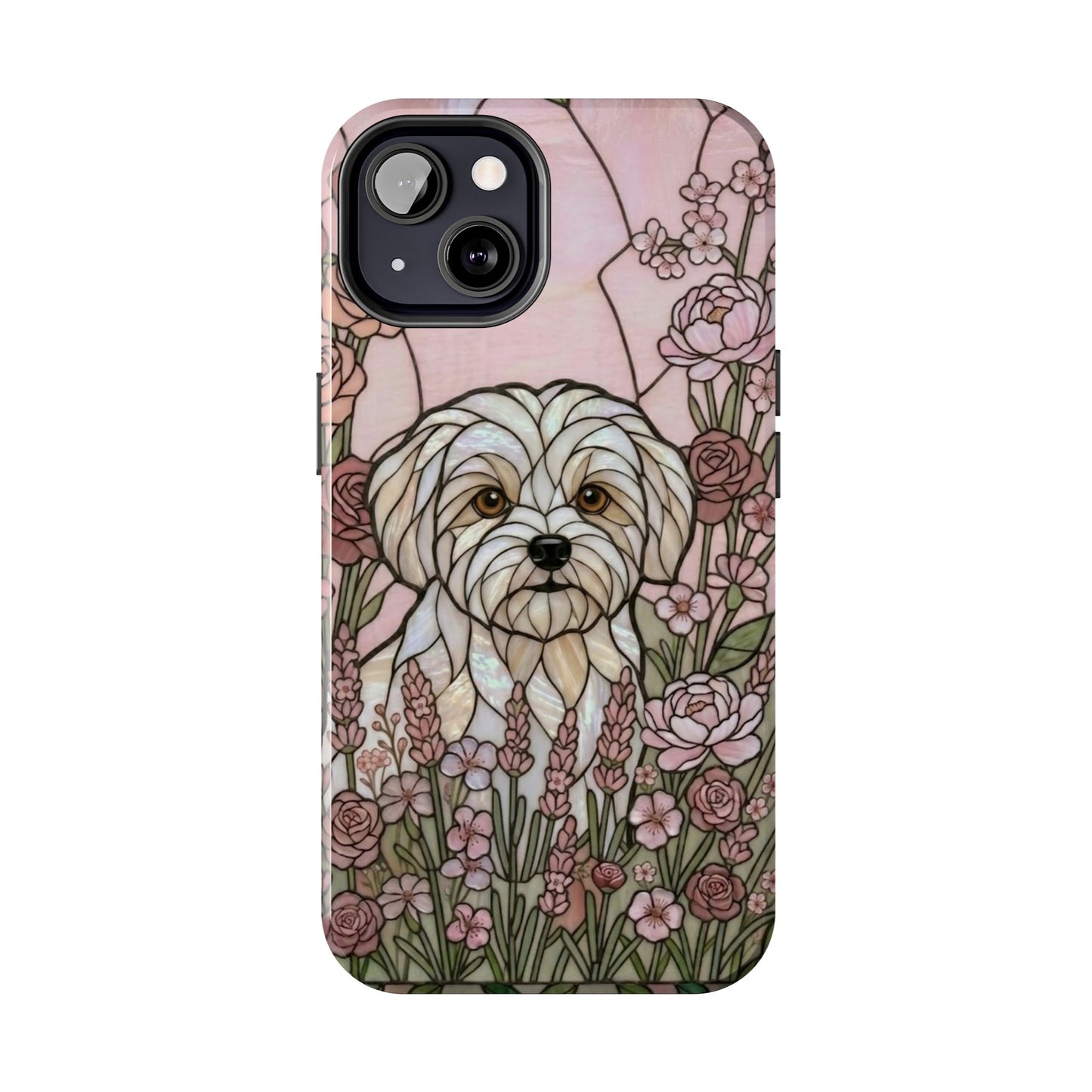 Maltese Stained Glass Style Tough Case — Rose Garden Theme