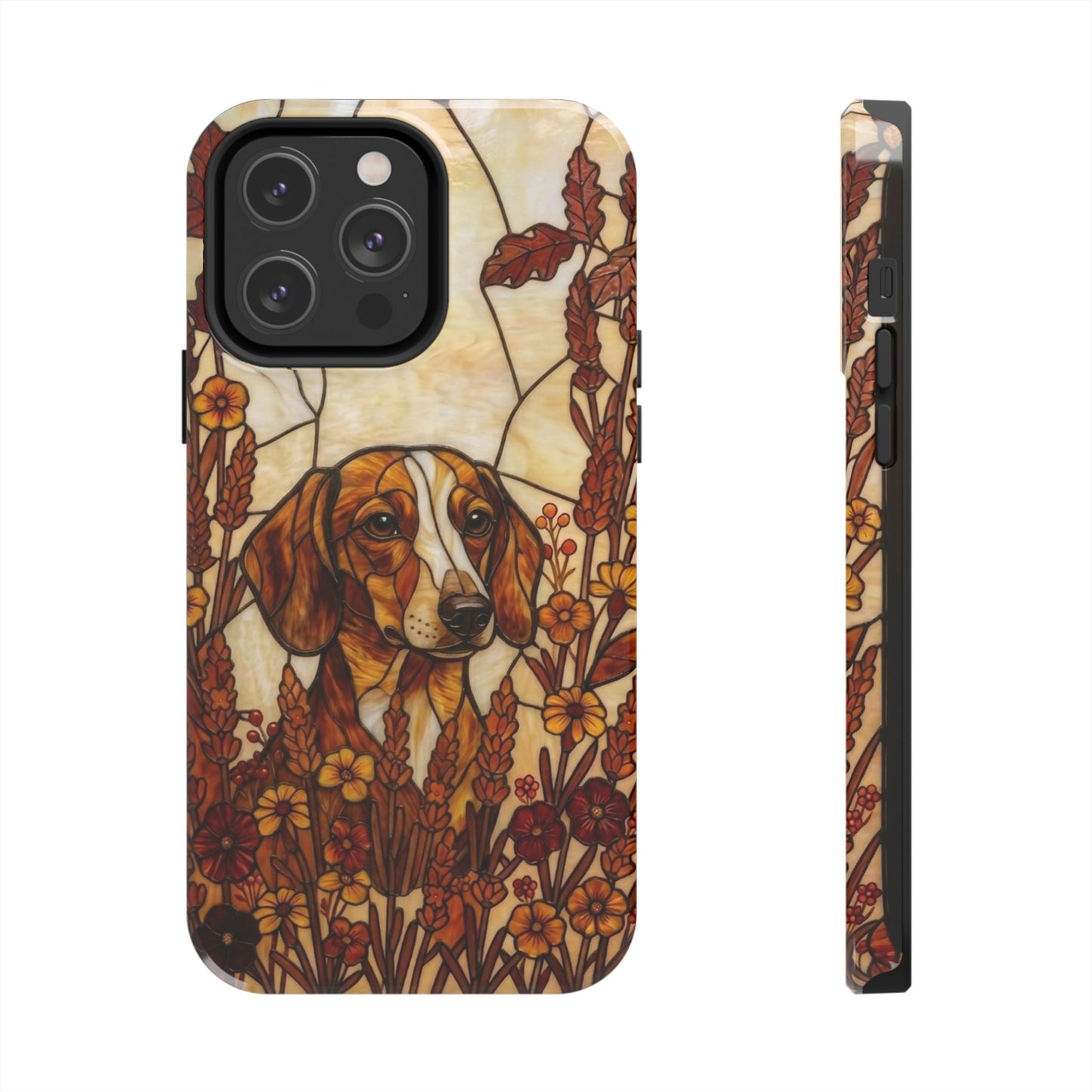 Dachshund Stained Glass Style Tough Case — Autumn Warmth Theme