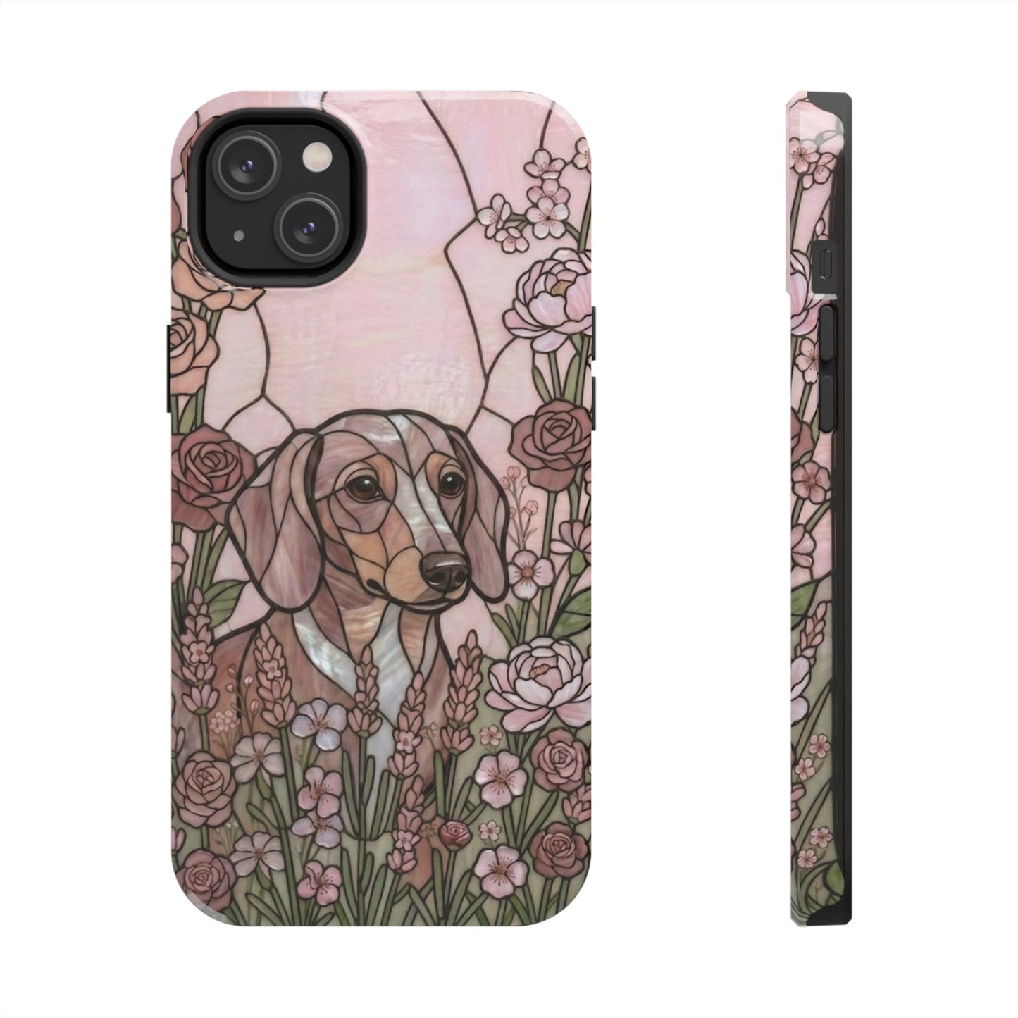 Dachshund Stained Glass Style Tough Case — Rose Garden Theme