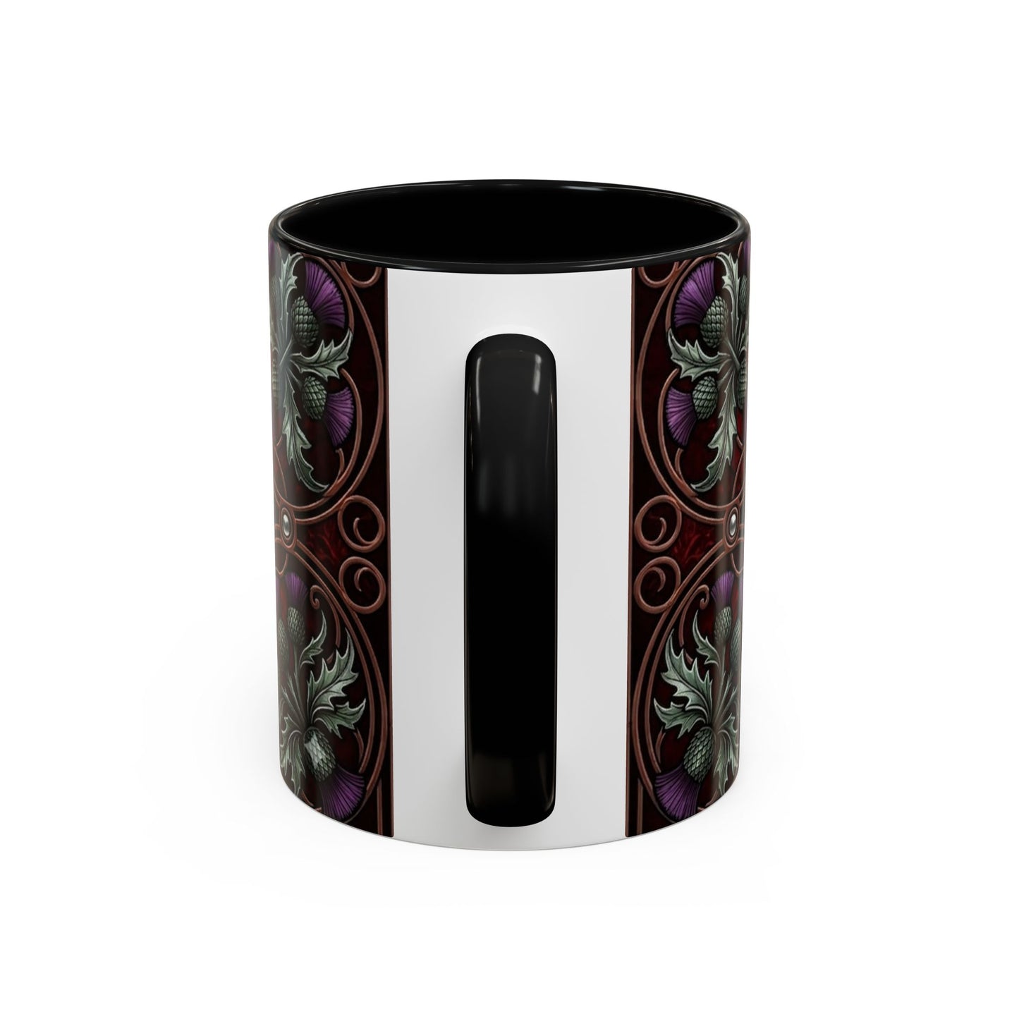 Mini Pinscher Stained Glass Style Thistle Theme Coffee Mug