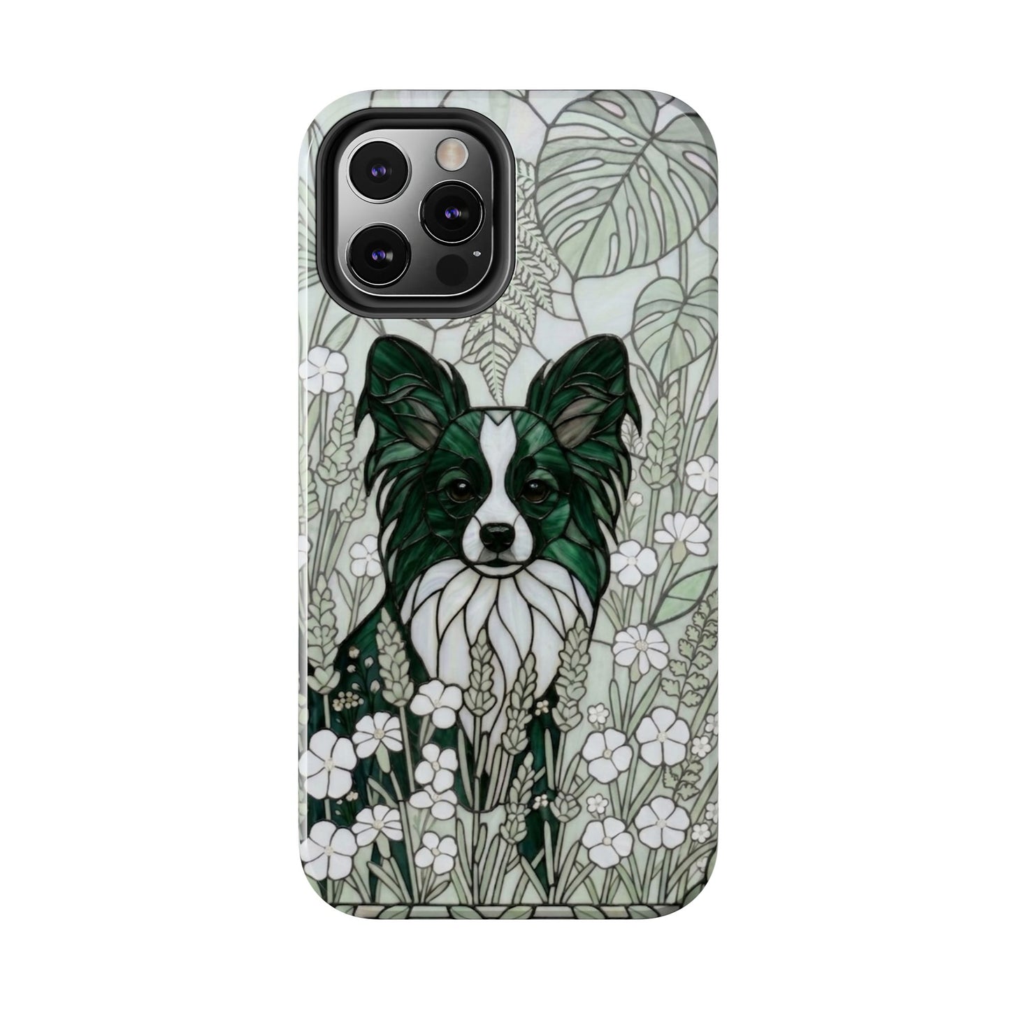 Papillon Stained Glass Style Tough Case — Botanical Green Theme