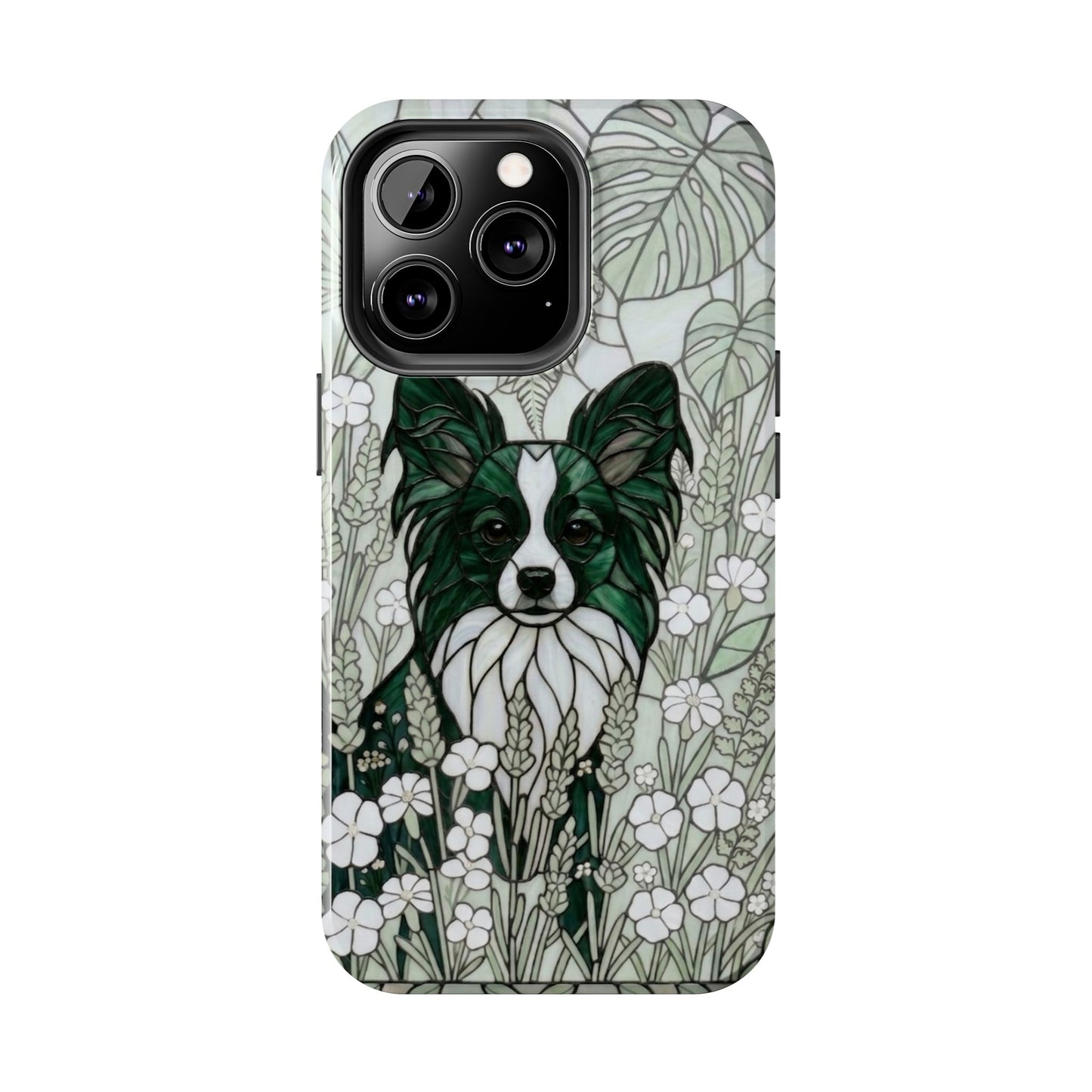 Papillon Stained Glass Style Tough Case — Botanical Green Theme