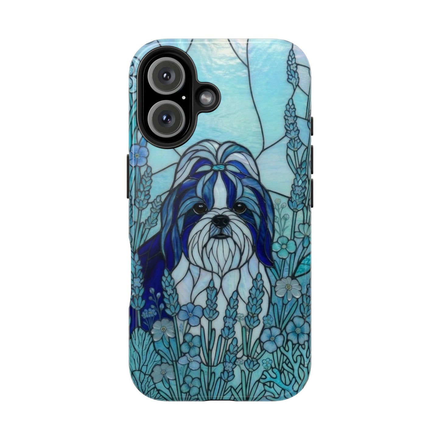 Shih Tzu Stained Glass Style Tough Case — Ocean Blue Theme