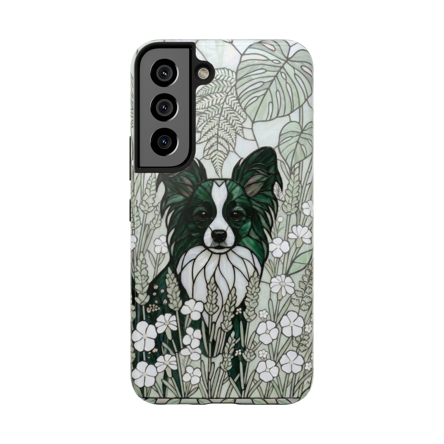 Papillon Stained Glass Style Tough Case — Botanical Green Theme