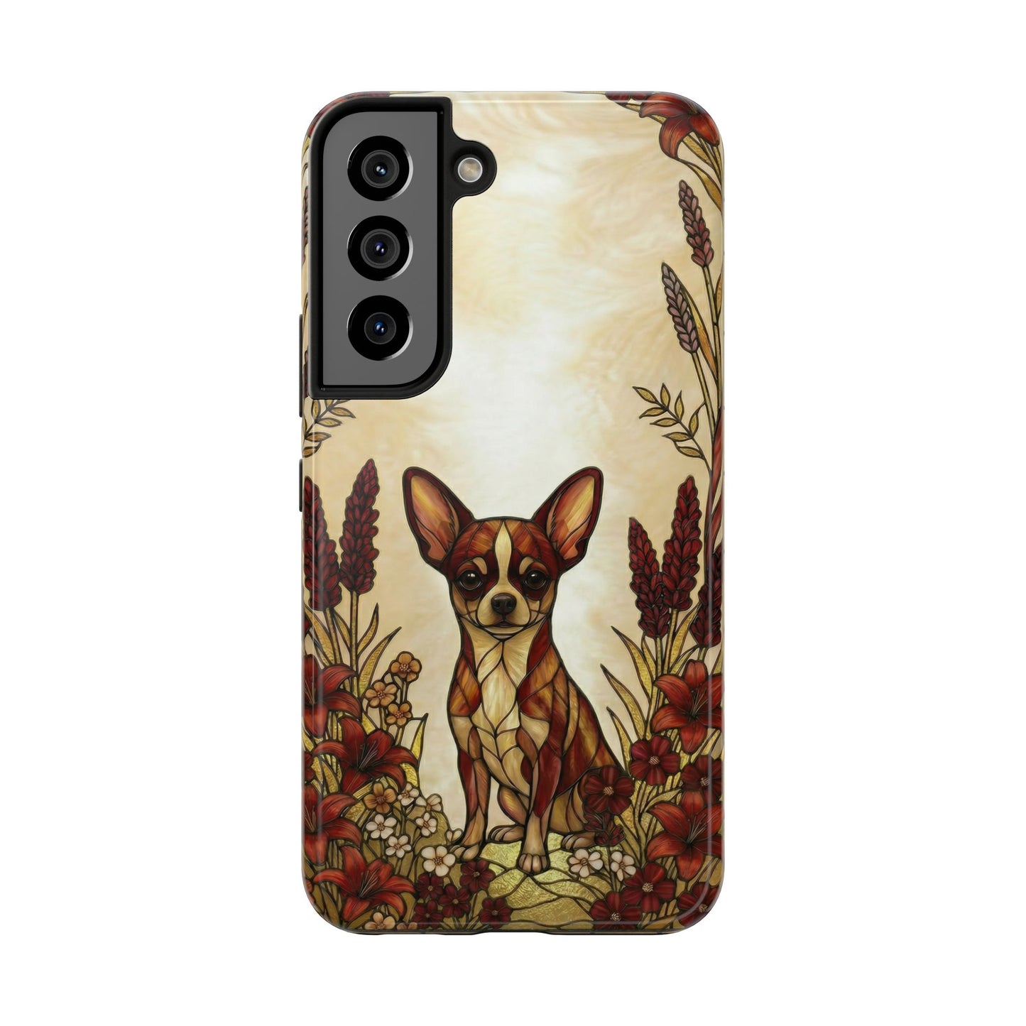 Chihuahua Stained Glass Style Tough Case — Fire & Gold Theme