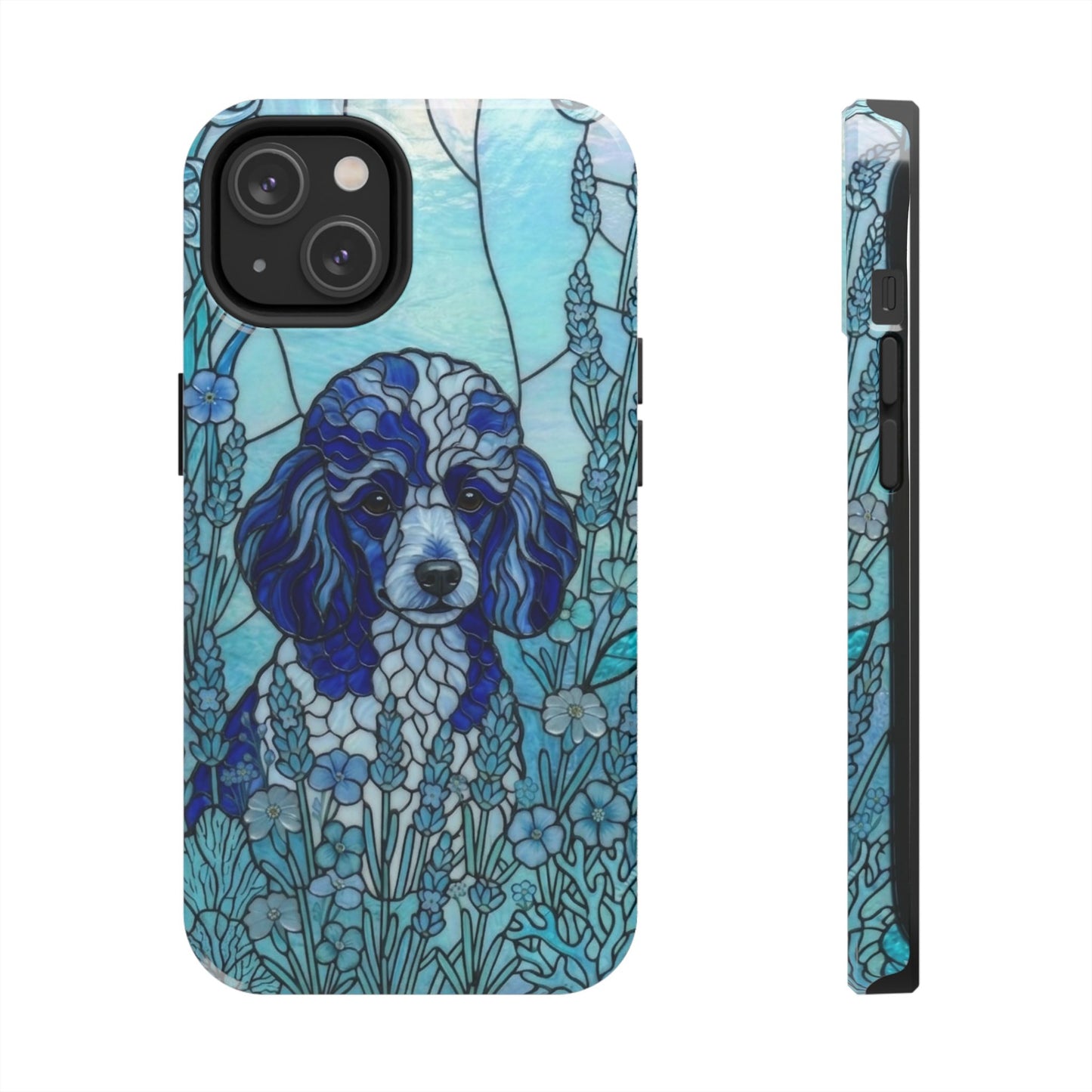 Toy Poodle Stained Glass Style Tough Case — Ocean Blue Theme