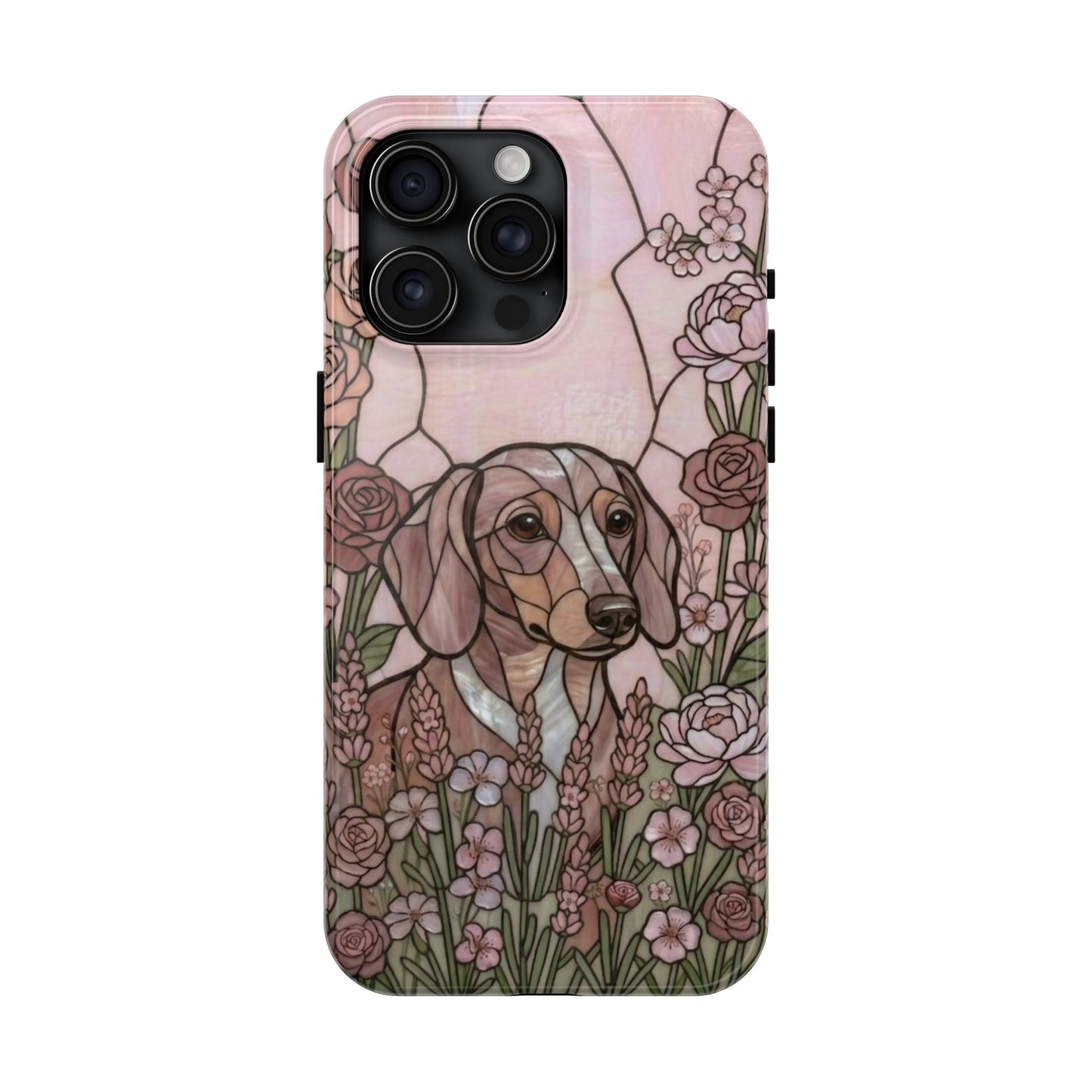 Dachshund Stained Glass Style Tough Case — Rose Garden Theme
