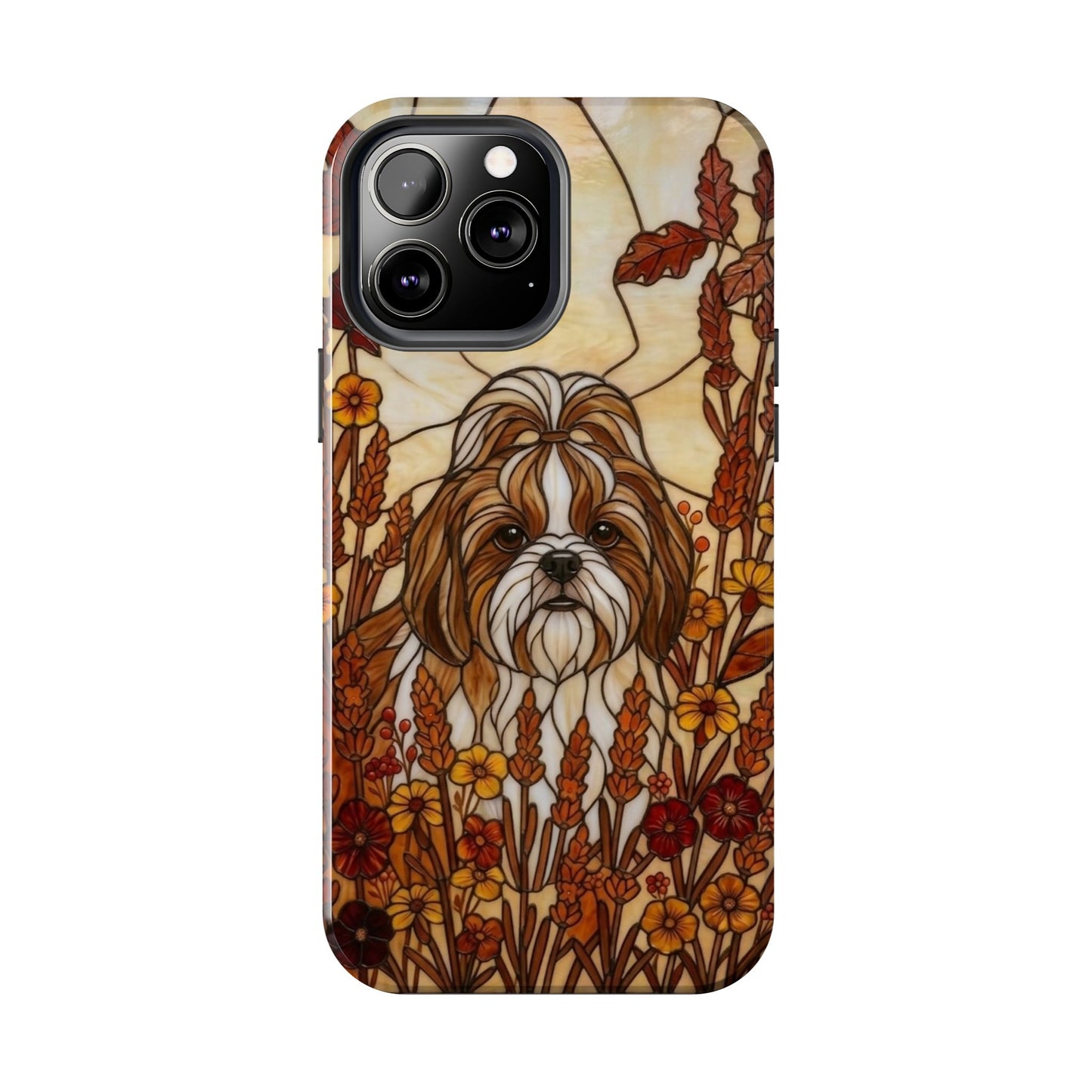 Shih Tzu Stained Glass Style Tough Case — Autumn Warmth Theme