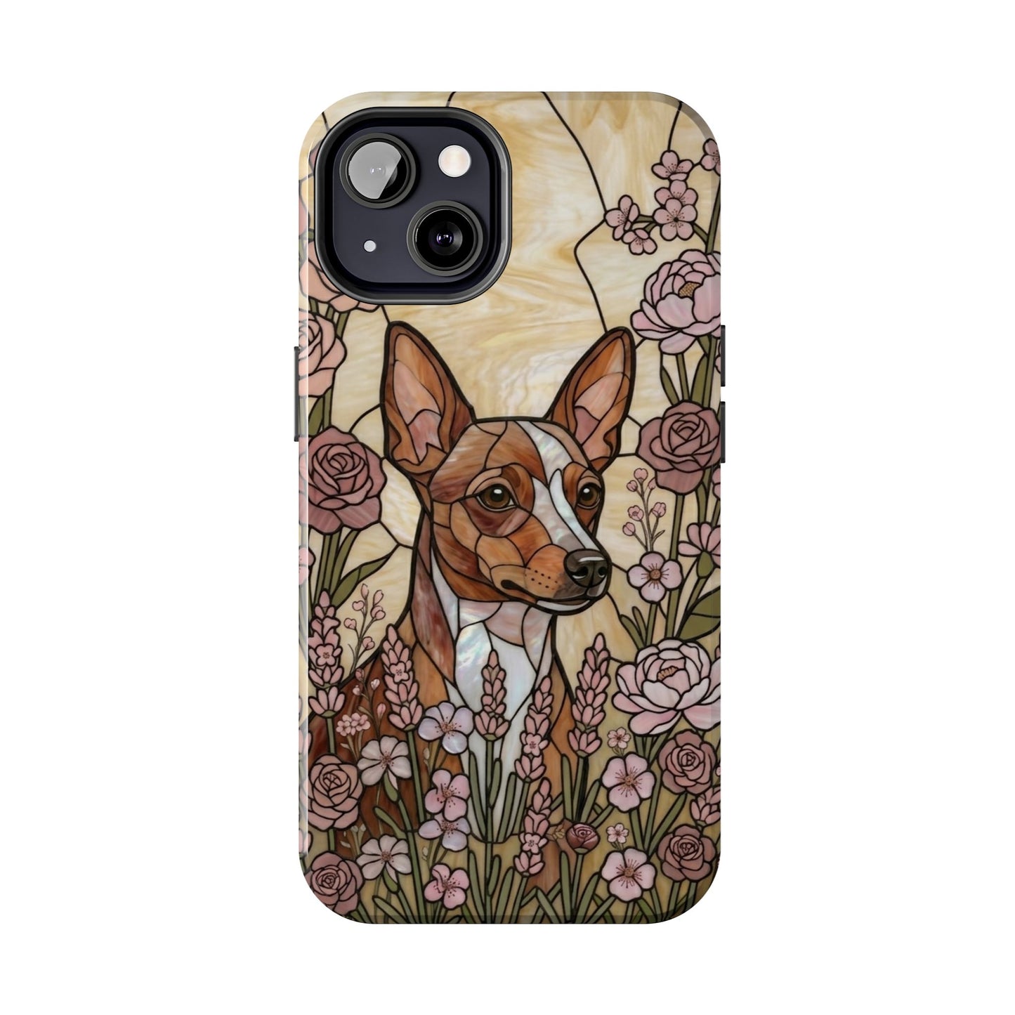 Mini Pinscher Stained Glass Style Tough Case — Rose Garden Theme