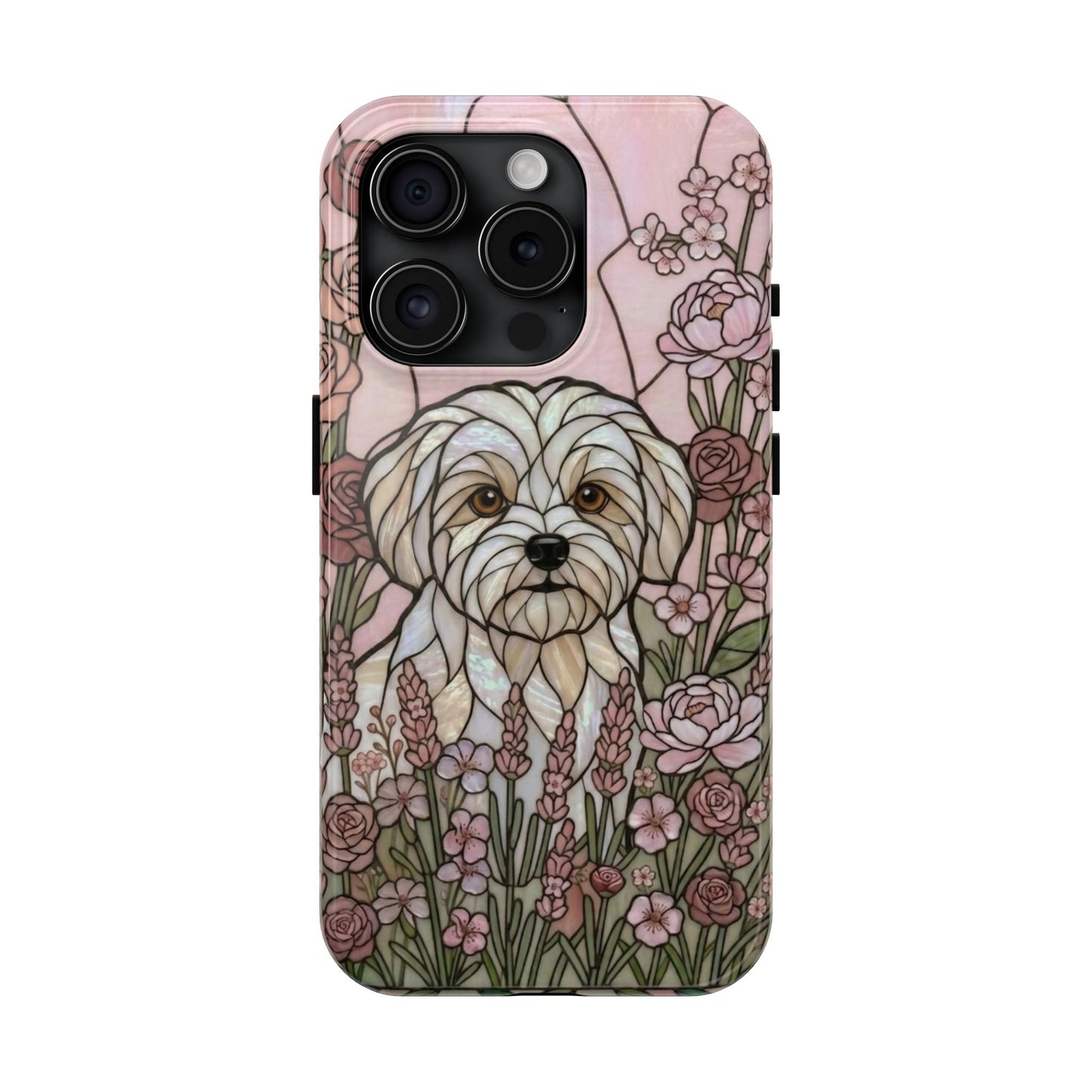 Maltese Stained Glass Style Tough Case — Rose Garden Theme