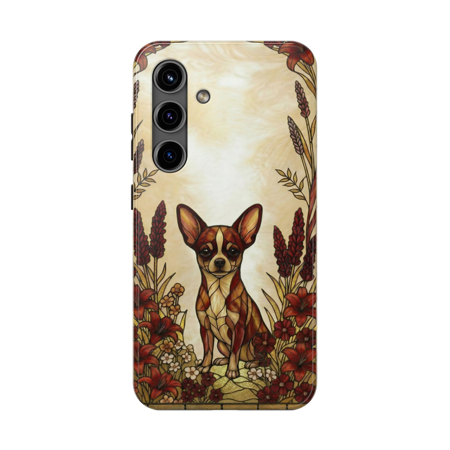 Chihuahua Stained Glass Style Tough Case — Fire & Gold Theme
