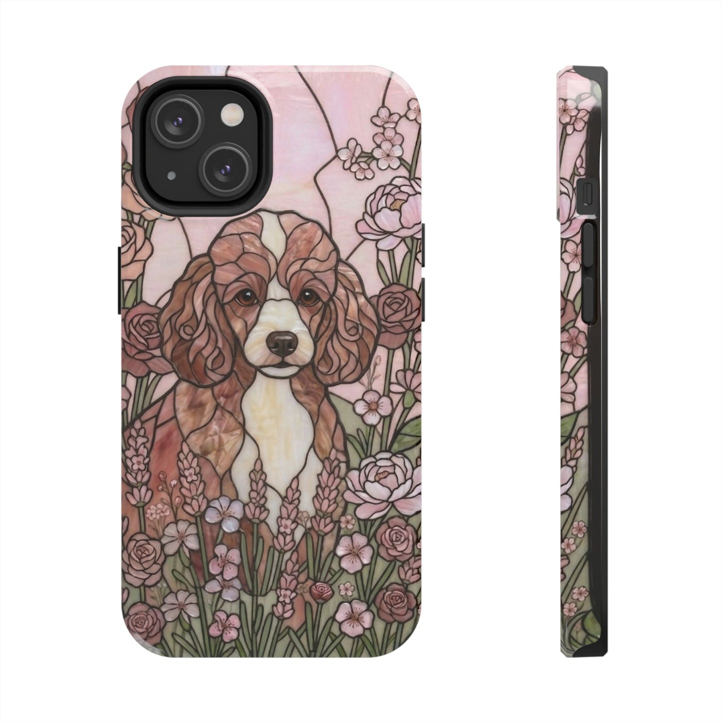 Toy Poodle Stained Glass Style Tough Case — Rose Garden Theme