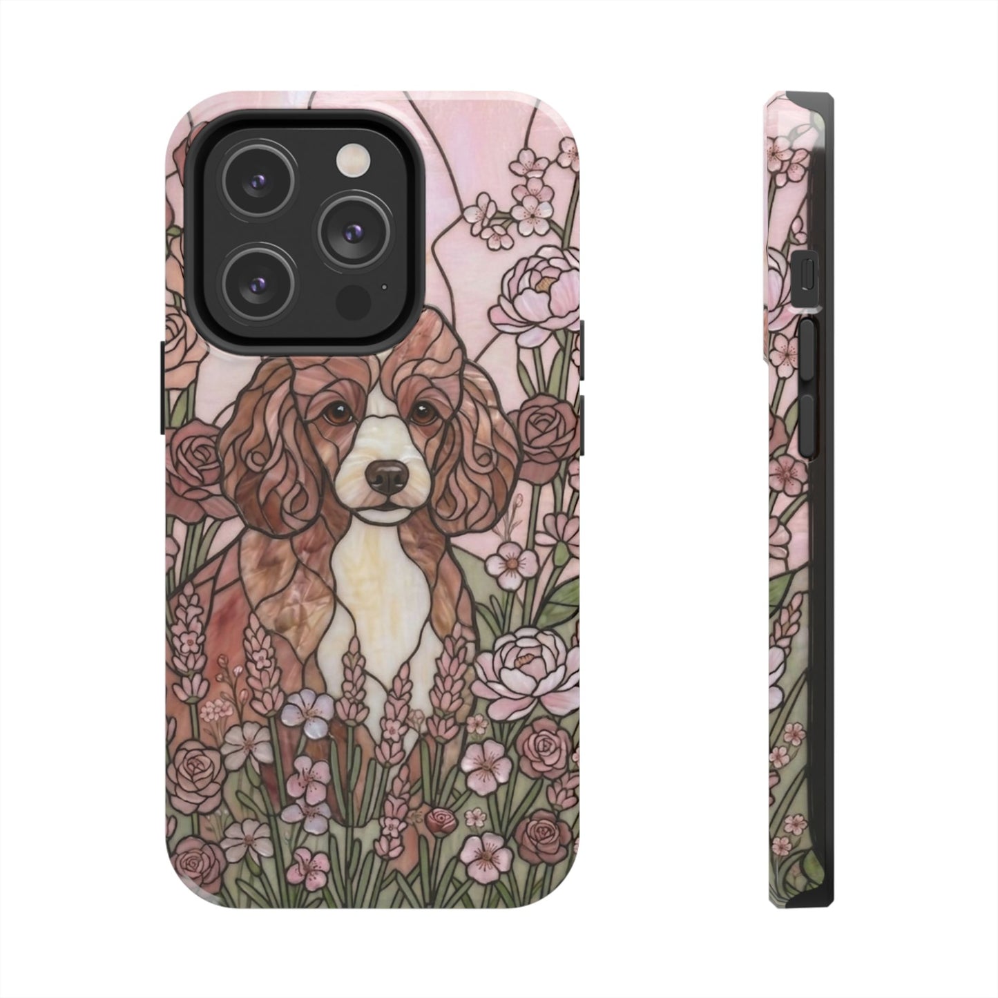Toy Poodle Stained Glass Style Tough Case — Rose Garden Theme
