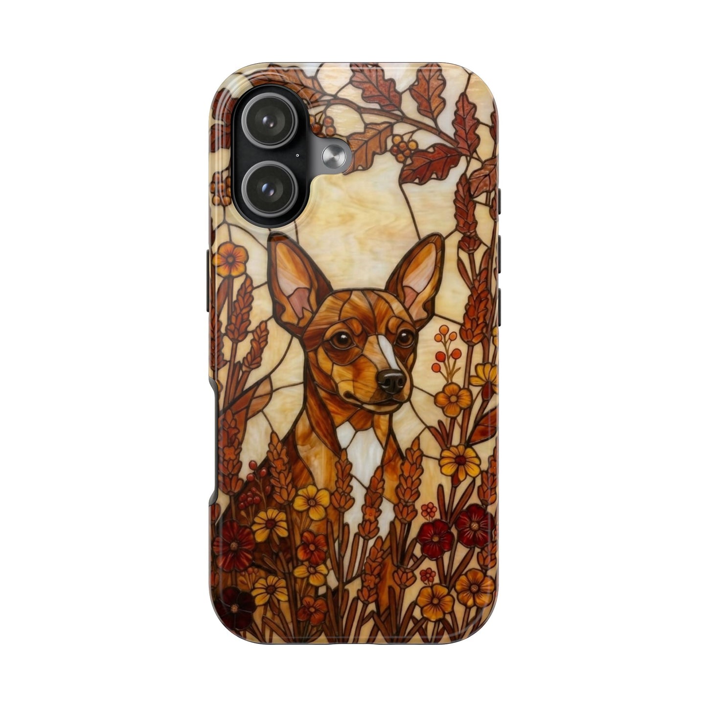 Mini Pinscher Stained Glass Style Tough Case — Autumn Warmth Theme