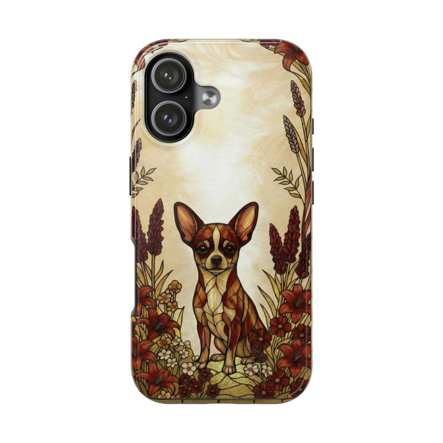 Chihuahua Stained Glass Style Tough Case — Fire & Gold Theme