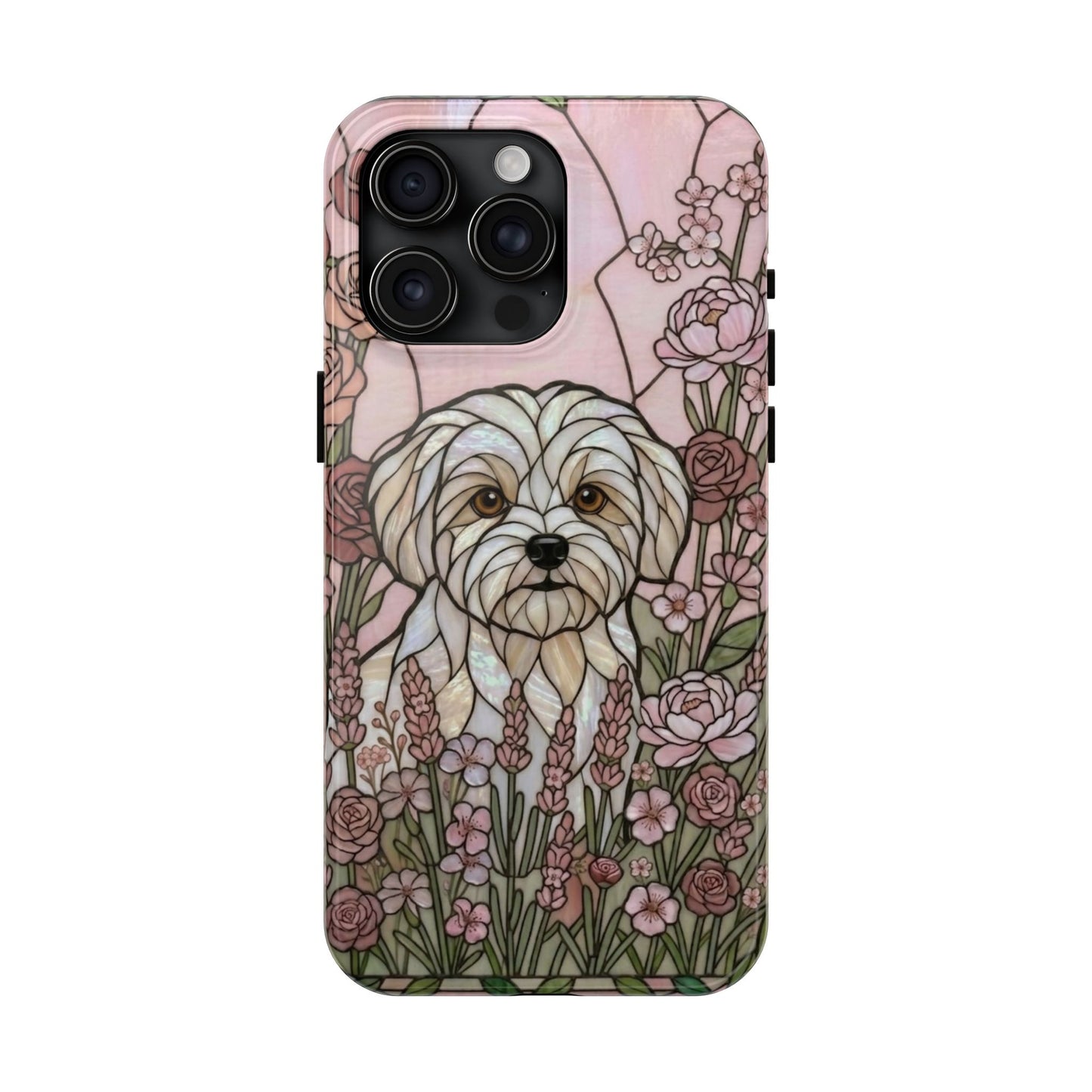Maltese Stained Glass Style Tough Case — Rose Garden Theme