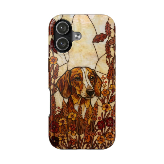 Dachshund Stained Glass Style Tough Case — Autumn Warmth Theme