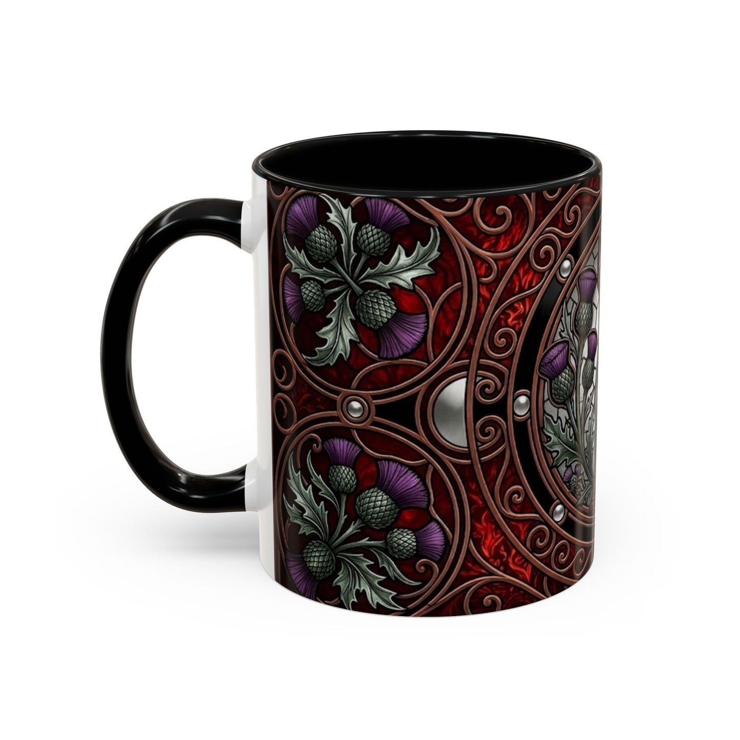 Mini Pinscher Stained Glass Style Thistle Theme Coffee Mug