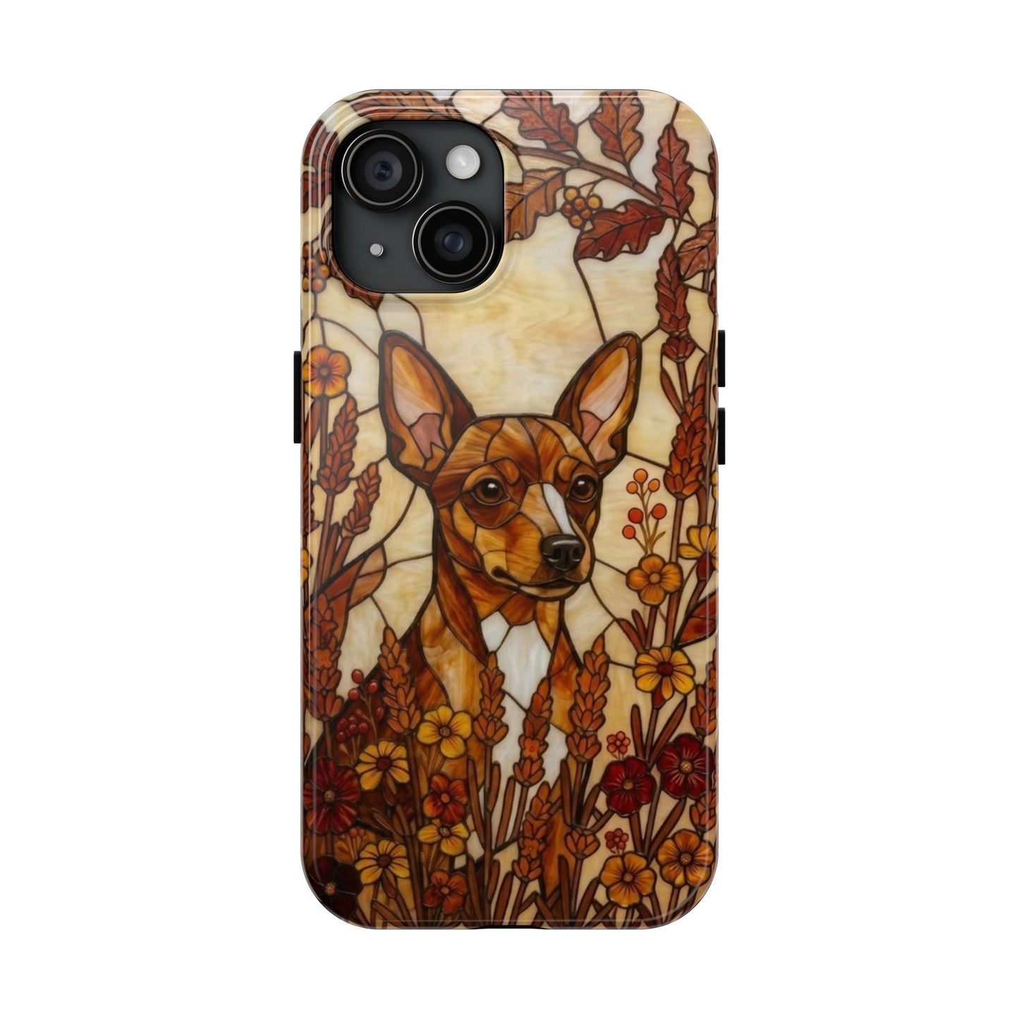 Mini Pinscher Stained Glass Style Tough Case — Autumn Warmth Theme