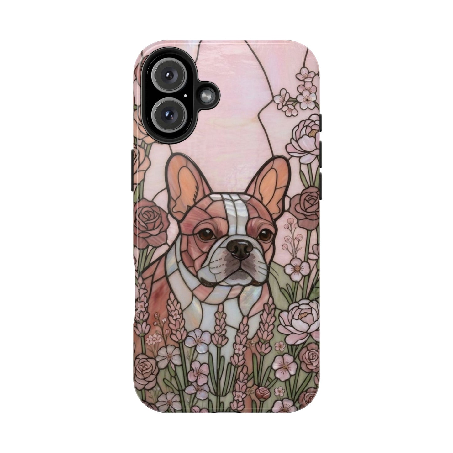 Frenchie Stained Glass Style Tough Case — Rose Garden Theme