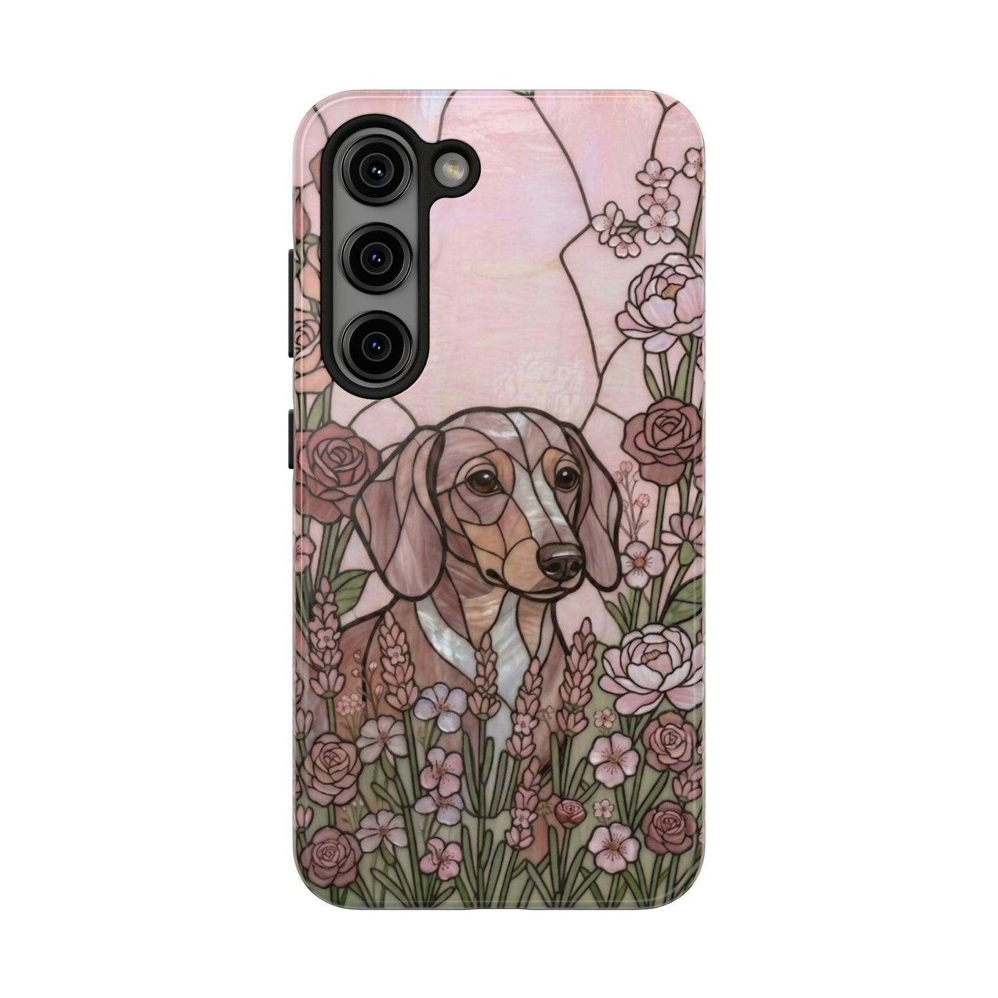 Dachshund Stained Glass Style Tough Case — Rose Garden Theme