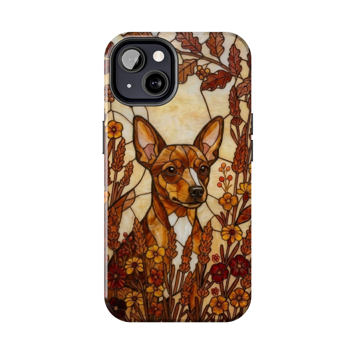 Mini Pinscher Stained Glass Style Tough Case — Autumn Warmth Theme