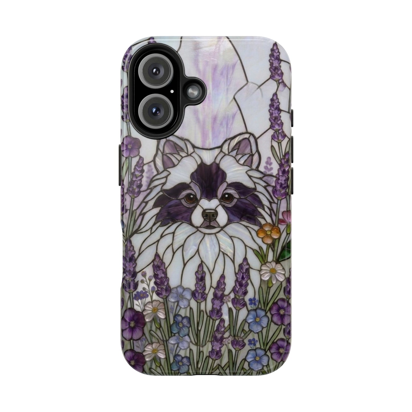 Pomeranian Stained Glass Style Tough Case — Lavender Floral Theme
