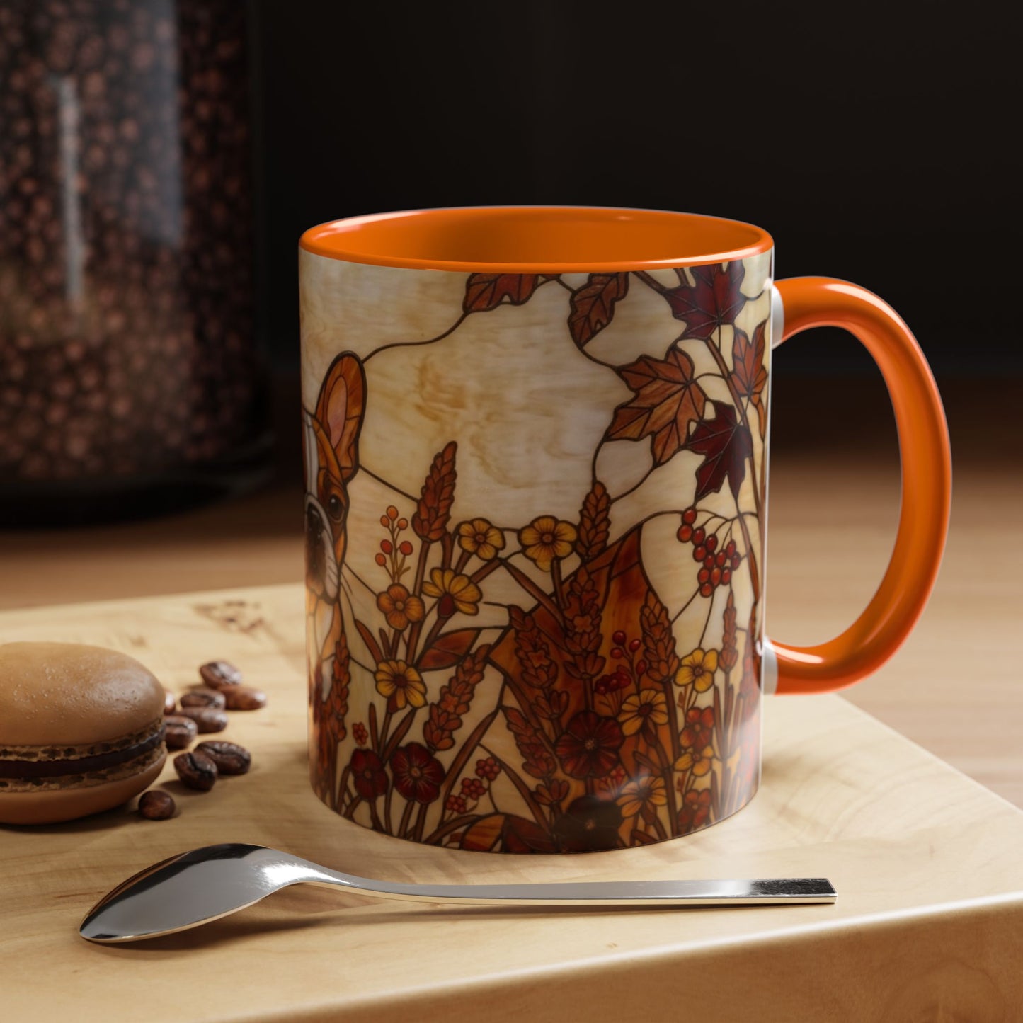Stained Glass French Bulldog Coffee Mug — Autmn Warmth Theme