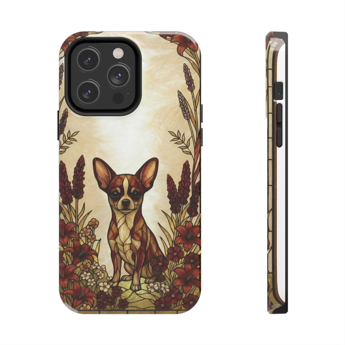Chihuahua Stained Glass Style Tough Case — Fire & Gold Theme