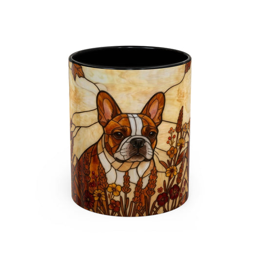 Decorative mug with a dog design on a white background