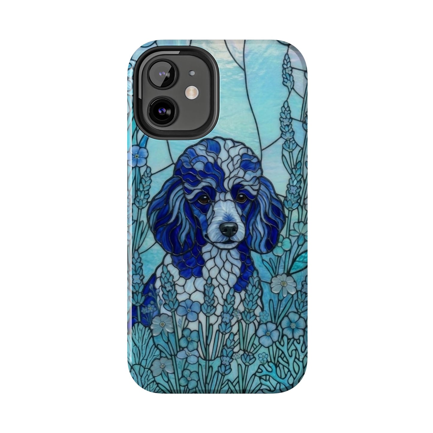 Toy Poodle Stained Glass Style Tough Case — Ocean Blue Theme