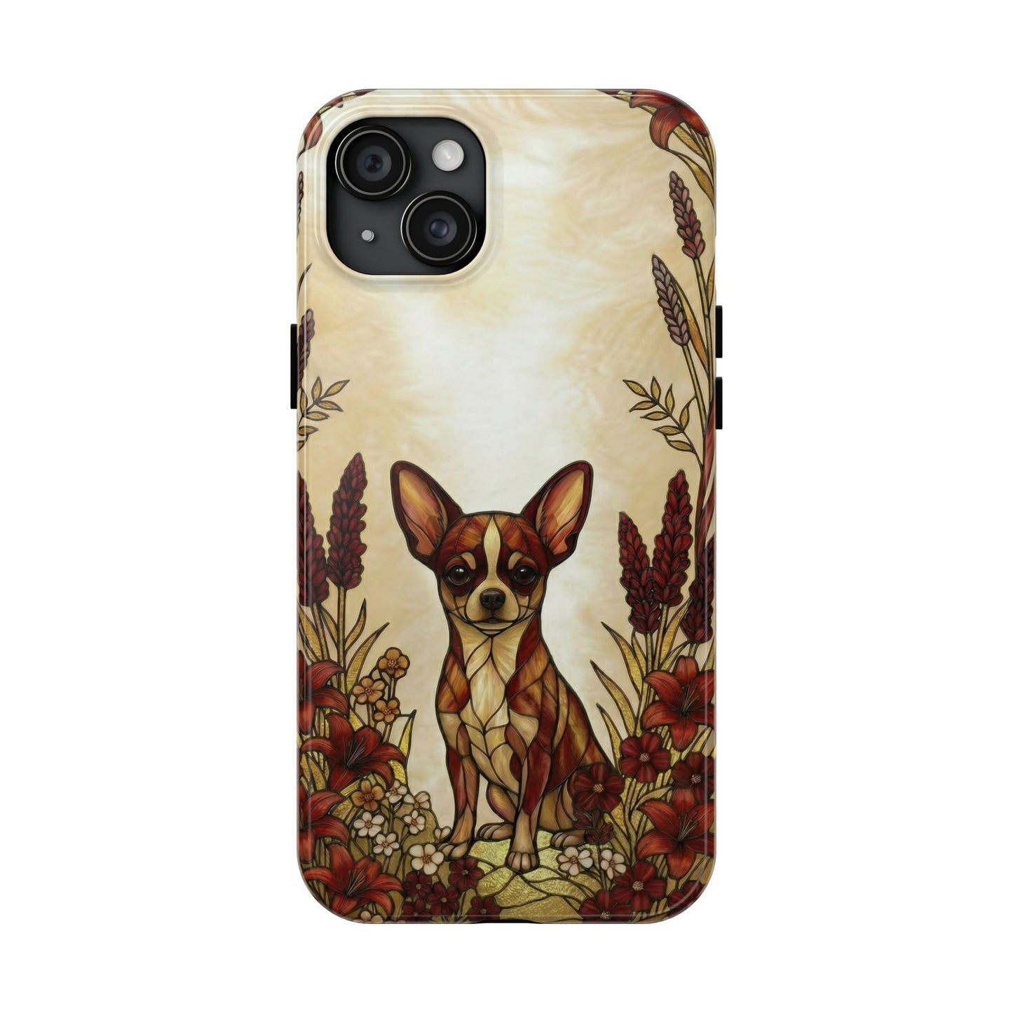 Chihuahua Stained Glass Style Tough Case — Fire & Gold Theme