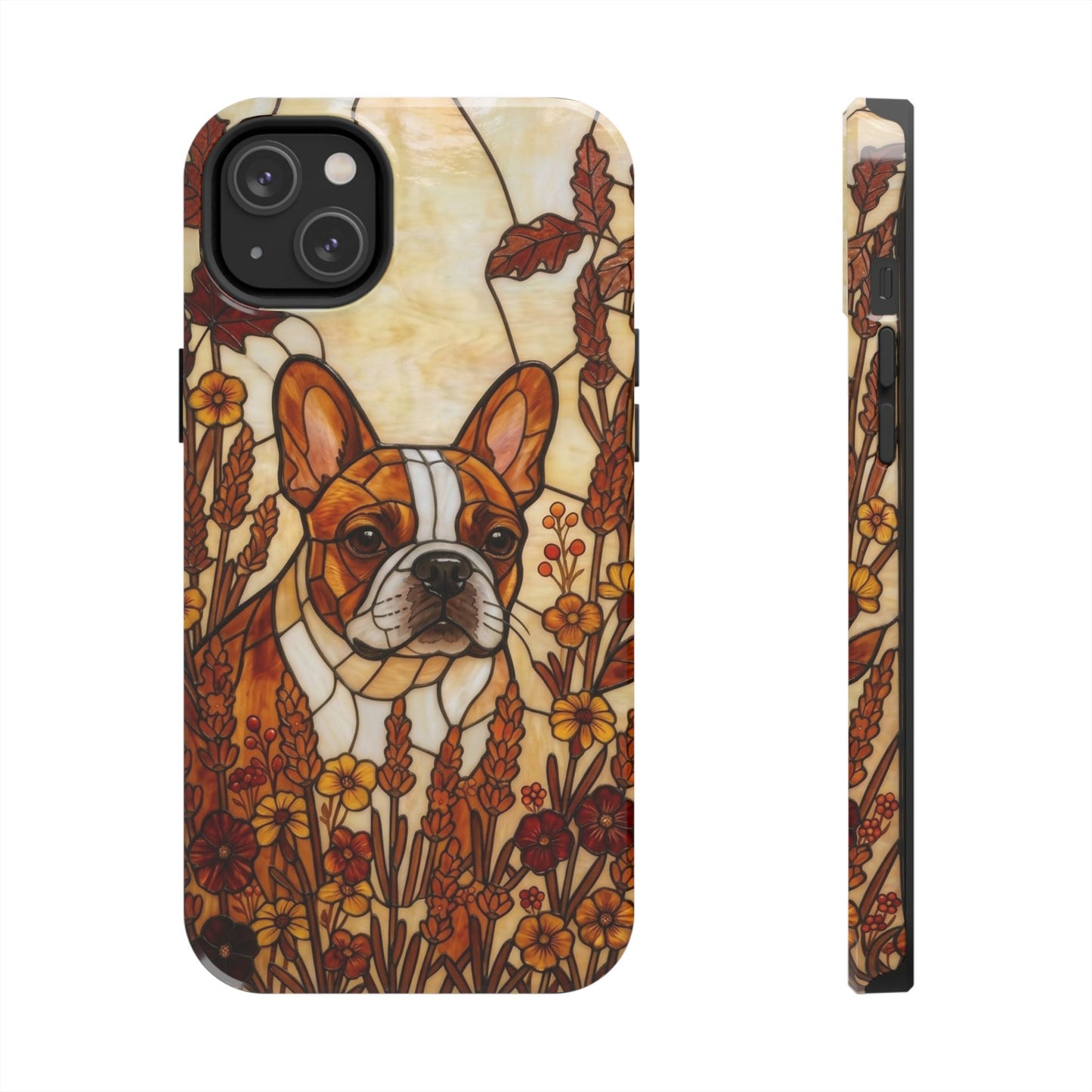 Frenchie Stained Glass Style Tough Case — Autumn Warmth Theme