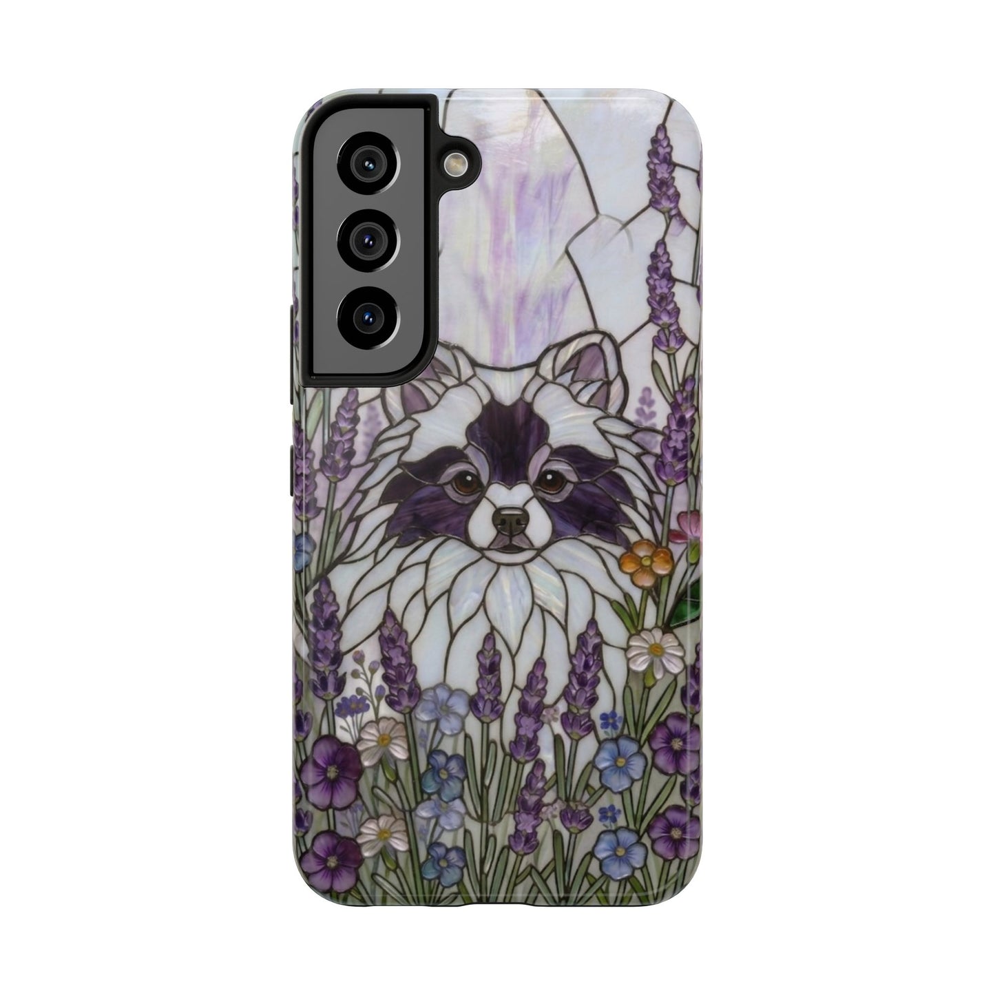Pomeranian Stained Glass Style Tough Case — Lavender Floral Theme
