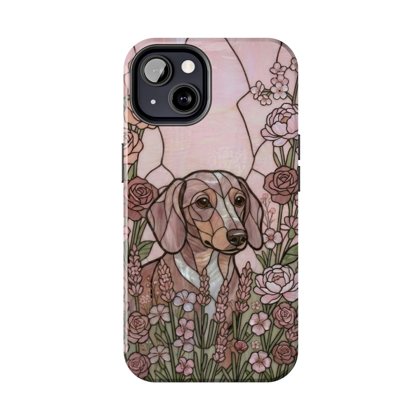 Dachshund Stained Glass Style Tough Case — Rose Garden Theme