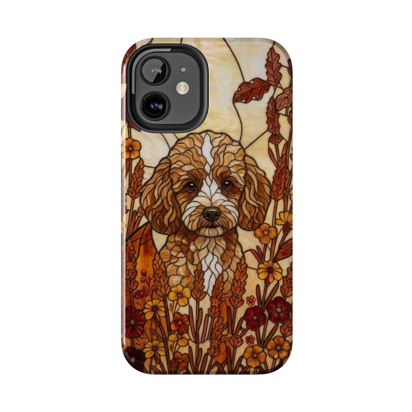 Toy Poodle Stained Glass Style Tough Case — Autumn Warmth Theme