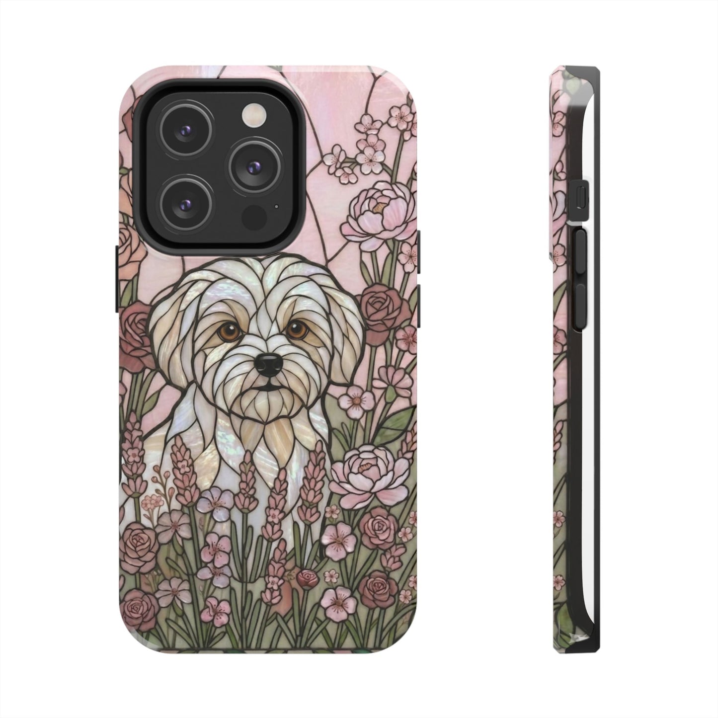 Maltese Stained Glass Style Tough Case — Rose Garden Theme