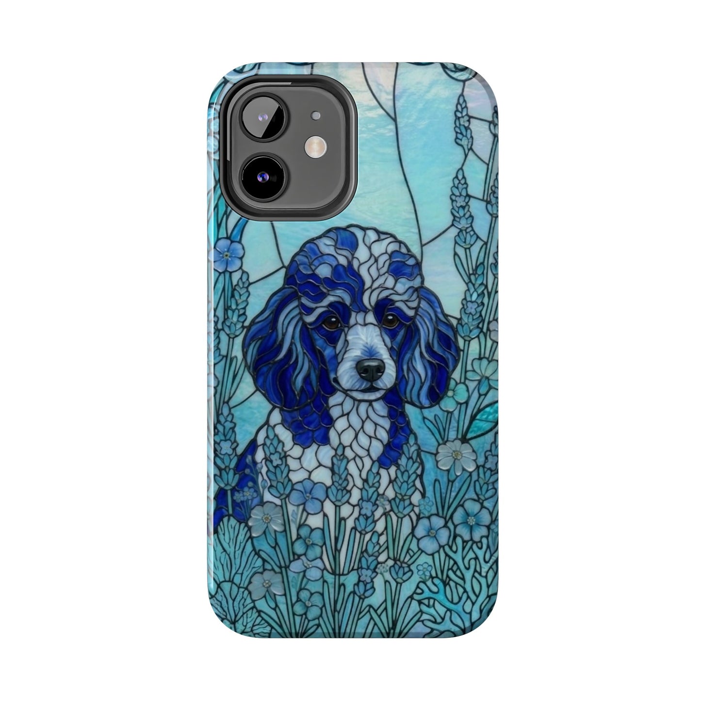 Toy Poodle Stained Glass Style Tough Case — Ocean Blue Theme