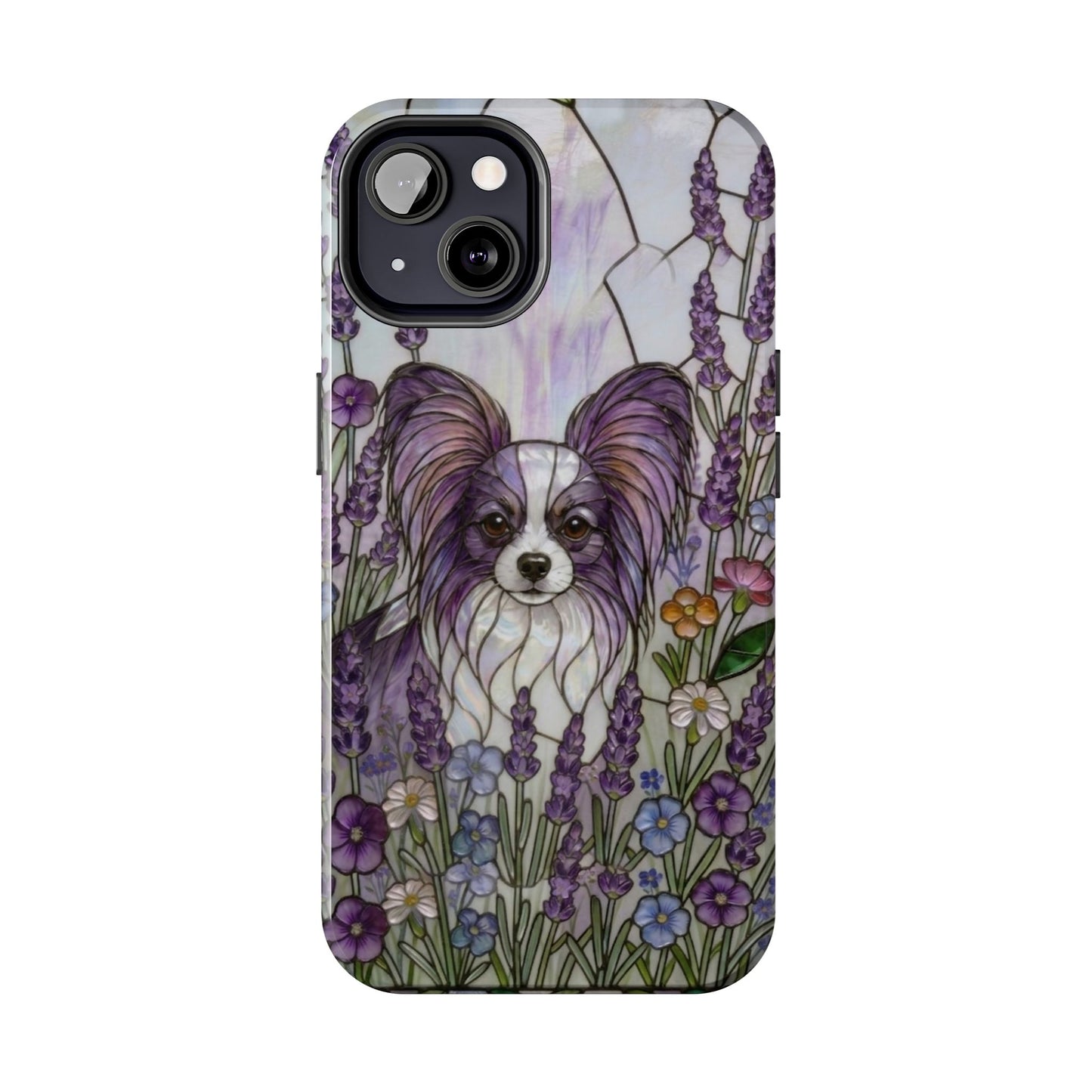 Papillon Stained Glass Style Tough Case — Lavender Floral Theme