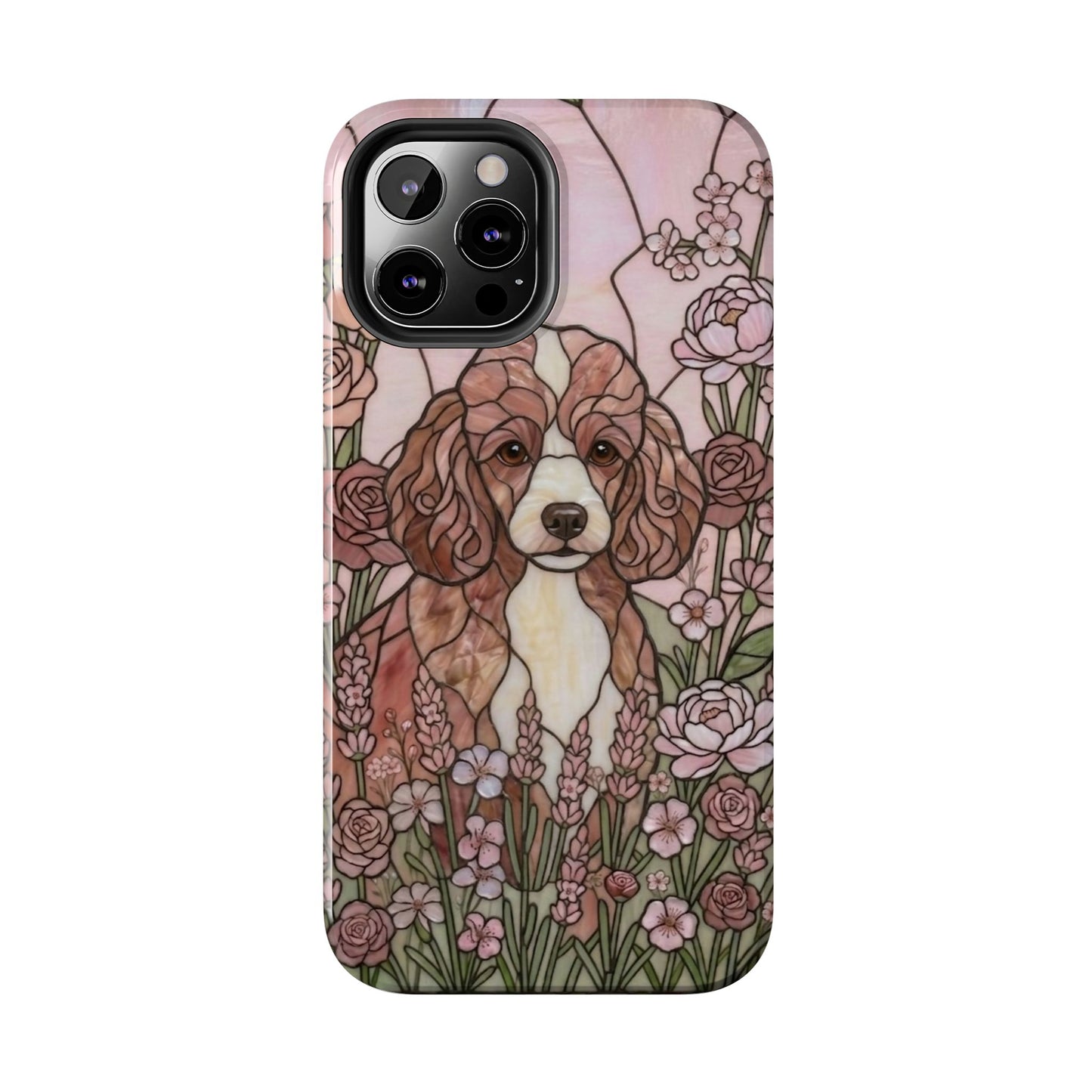 Toy Poodle Stained Glass Style Tough Case — Rose Garden Theme