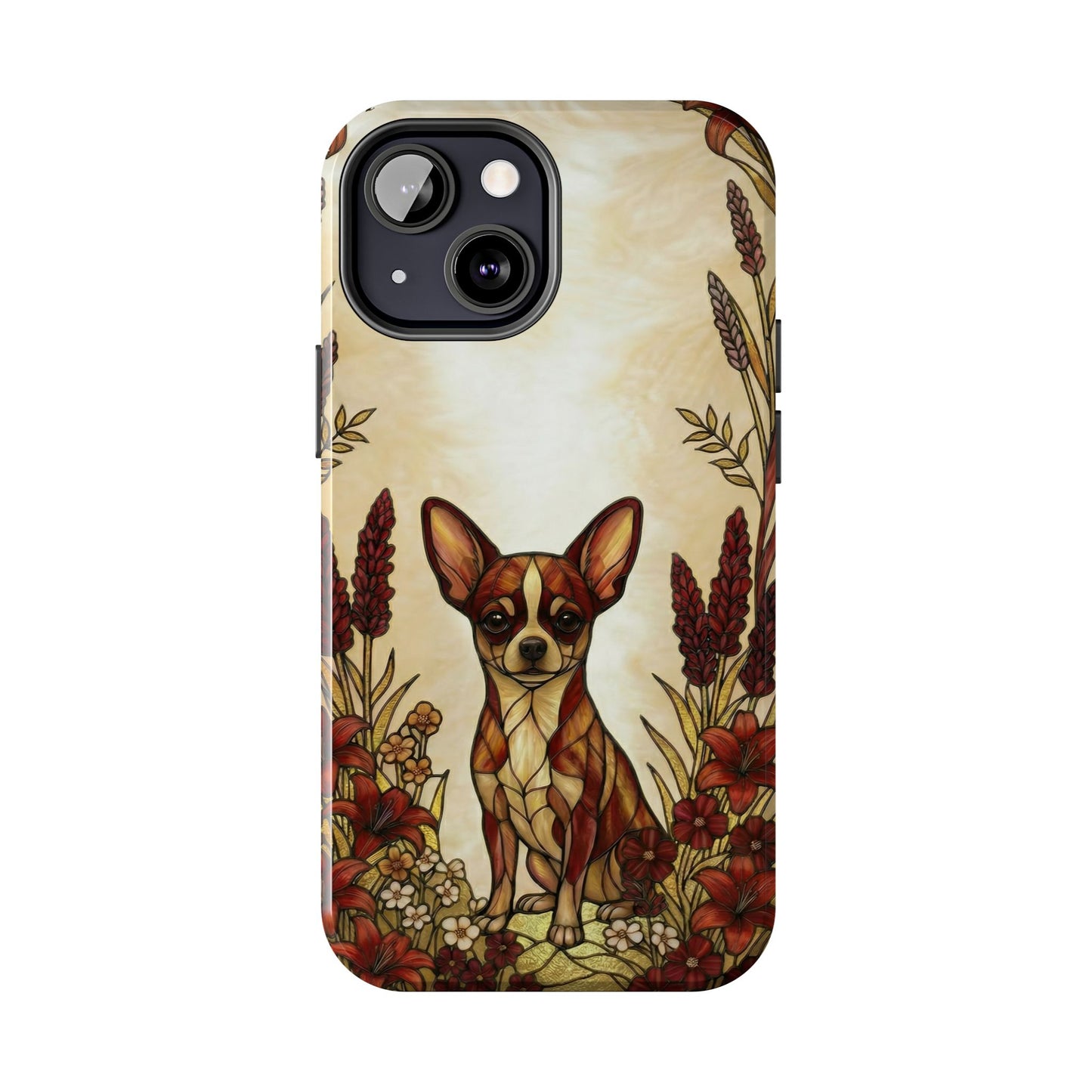 Chihuahua Stained Glass Style Tough Case — Fire & Gold Theme
