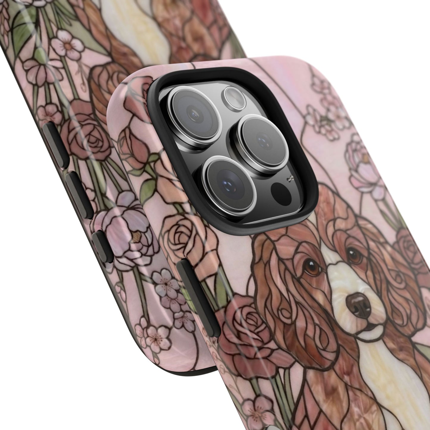 Toy Poodle Stained Glass Style Tough Case — Rose Garden Theme