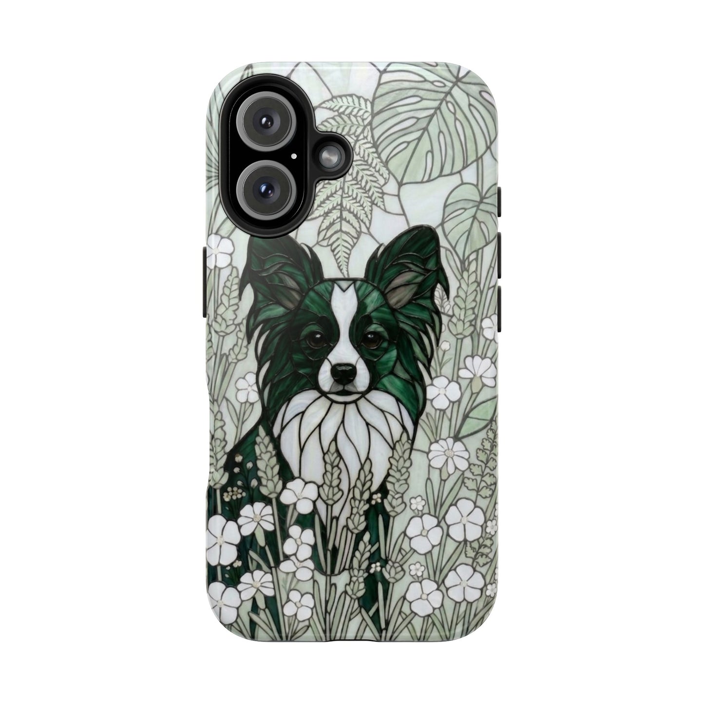 Papillon Stained Glass Style Tough Case — Botanical Green Theme