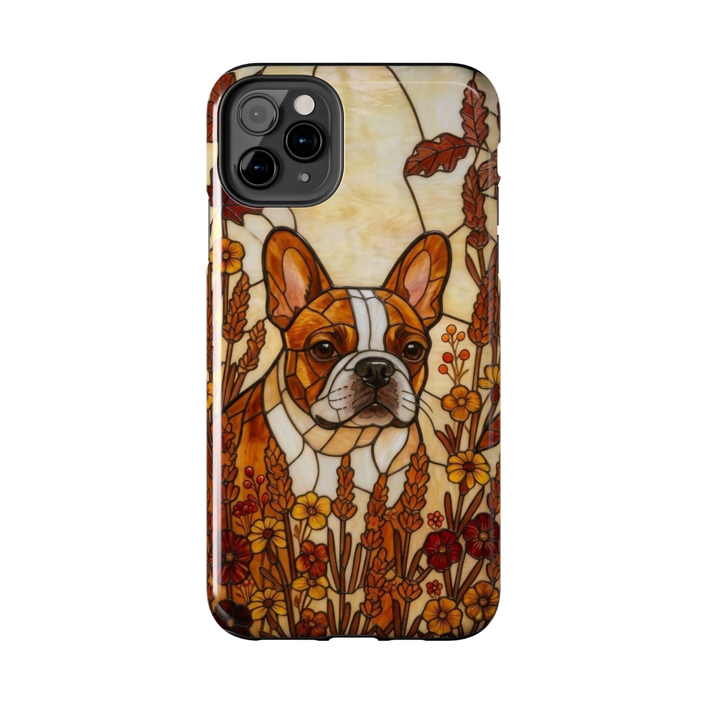 Frenchie Stained Glass Style Tough Case — Autumn Warmth Theme