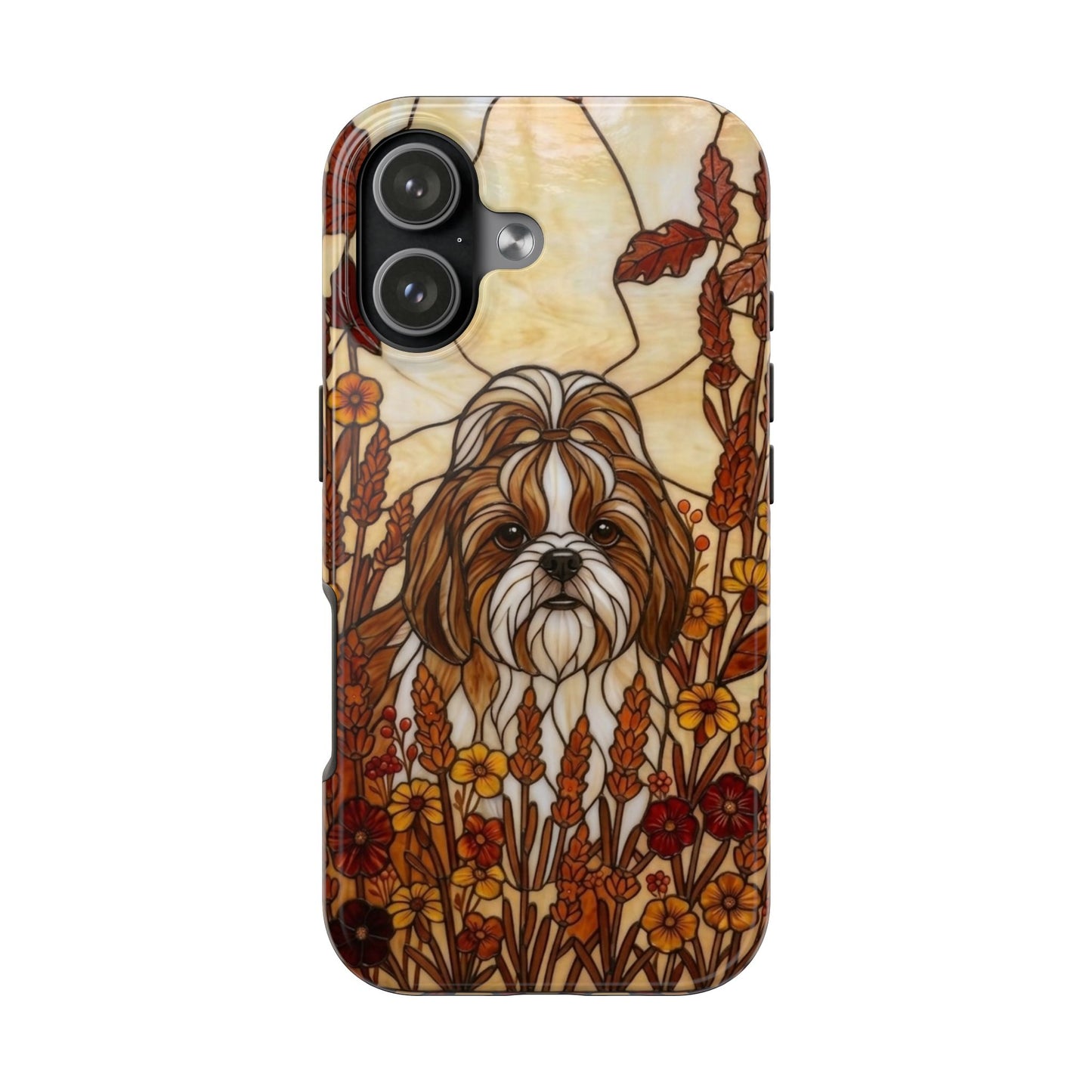 Shih Tzu Stained Glass Style Tough Case — Autumn Warmth Theme