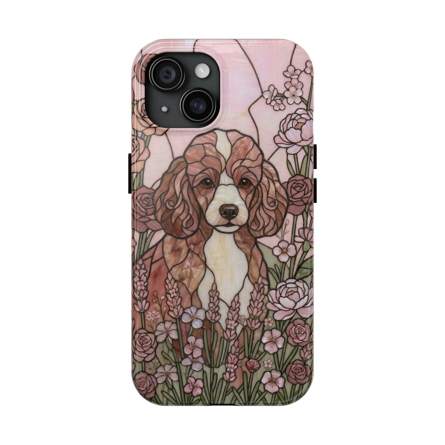 Toy Poodle Stained Glass Style Tough Case — Rose Garden Theme