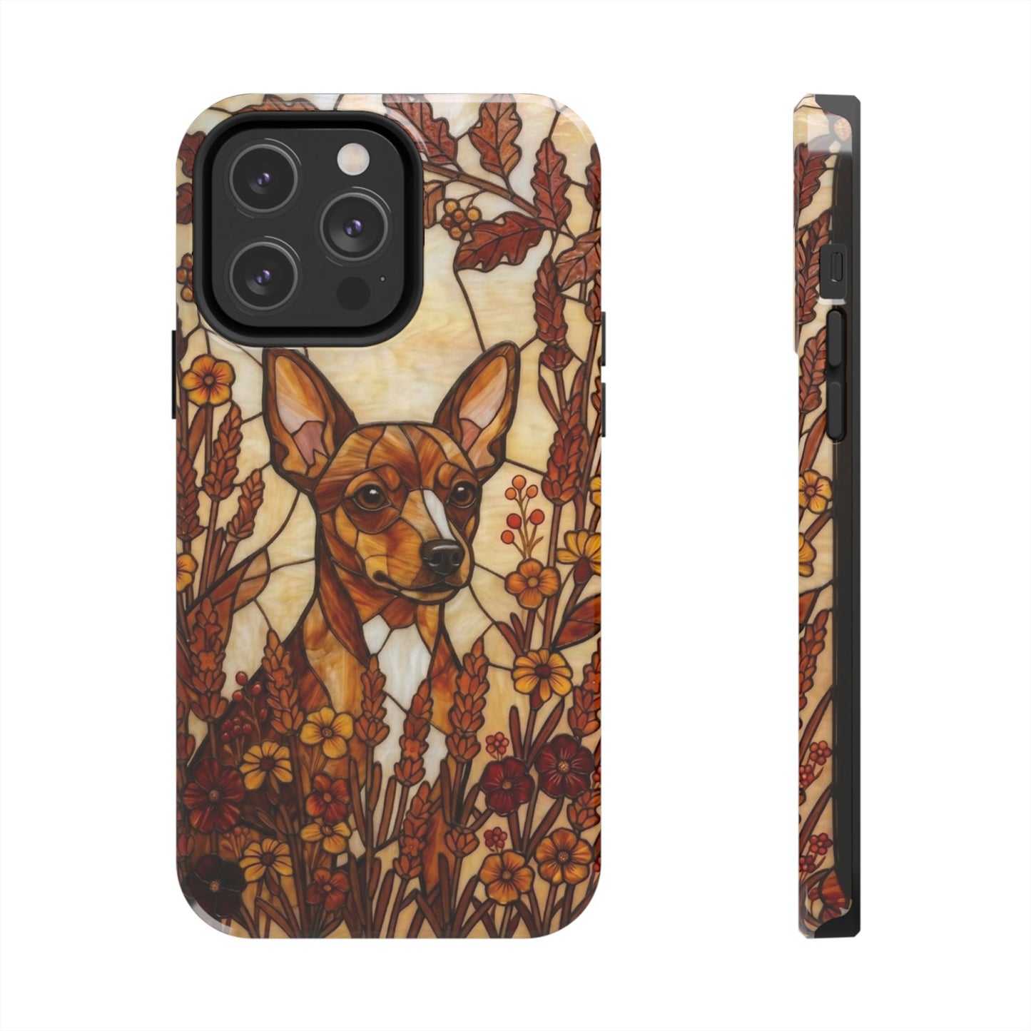 Mini Pinscher Stained Glass Style Tough Case — Autumn Warmth Theme